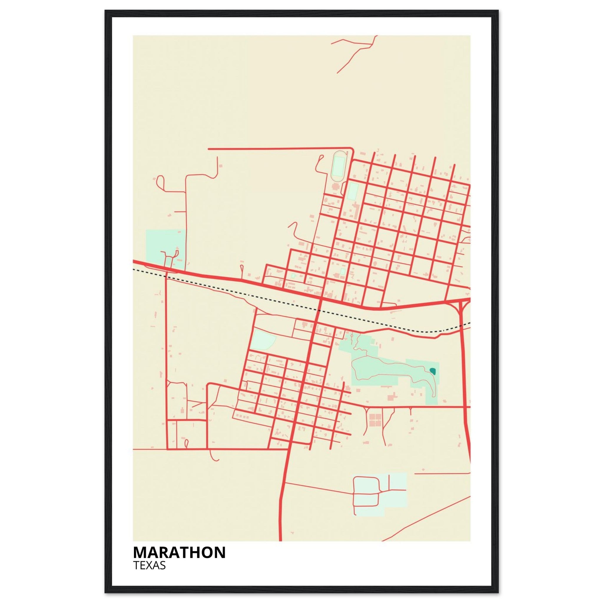 Marathon Texas City Map Poster | Custom Map Art Print - Ink And Atlas