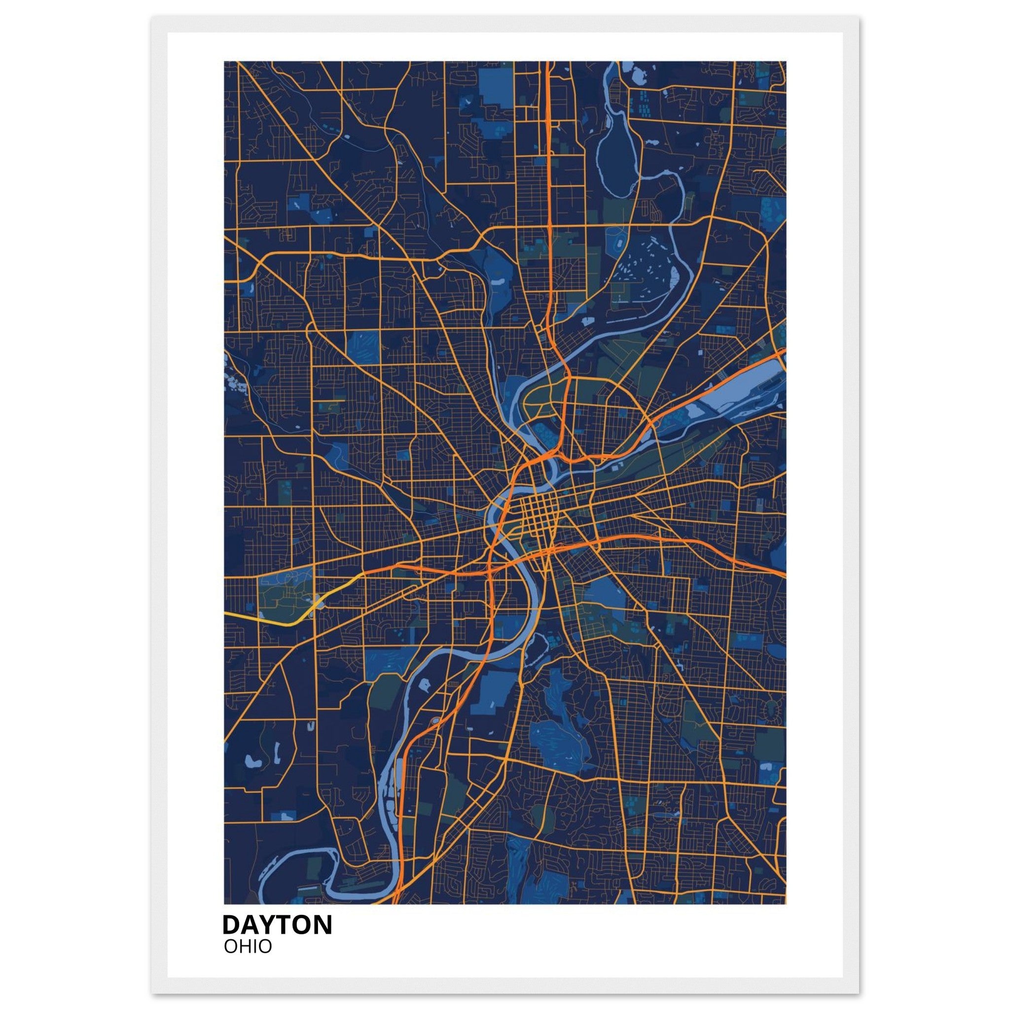 dayton map poster print