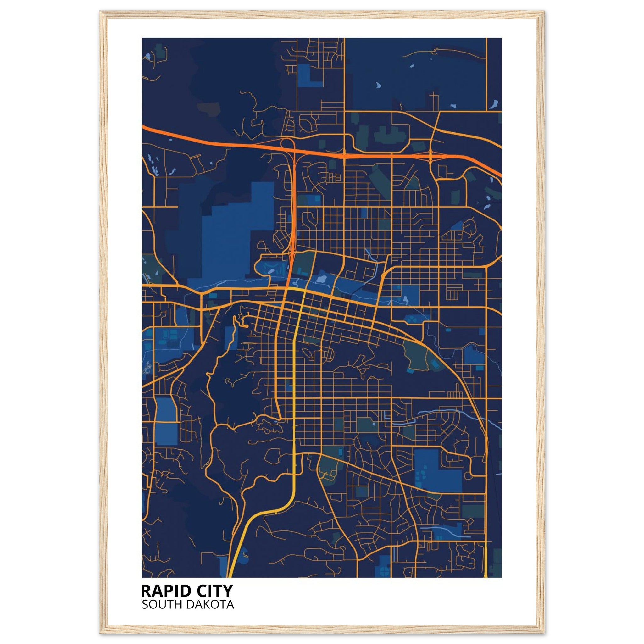Rapid City South Dakota City Map Poster | Custom Map Art Print - Ink And Atlas