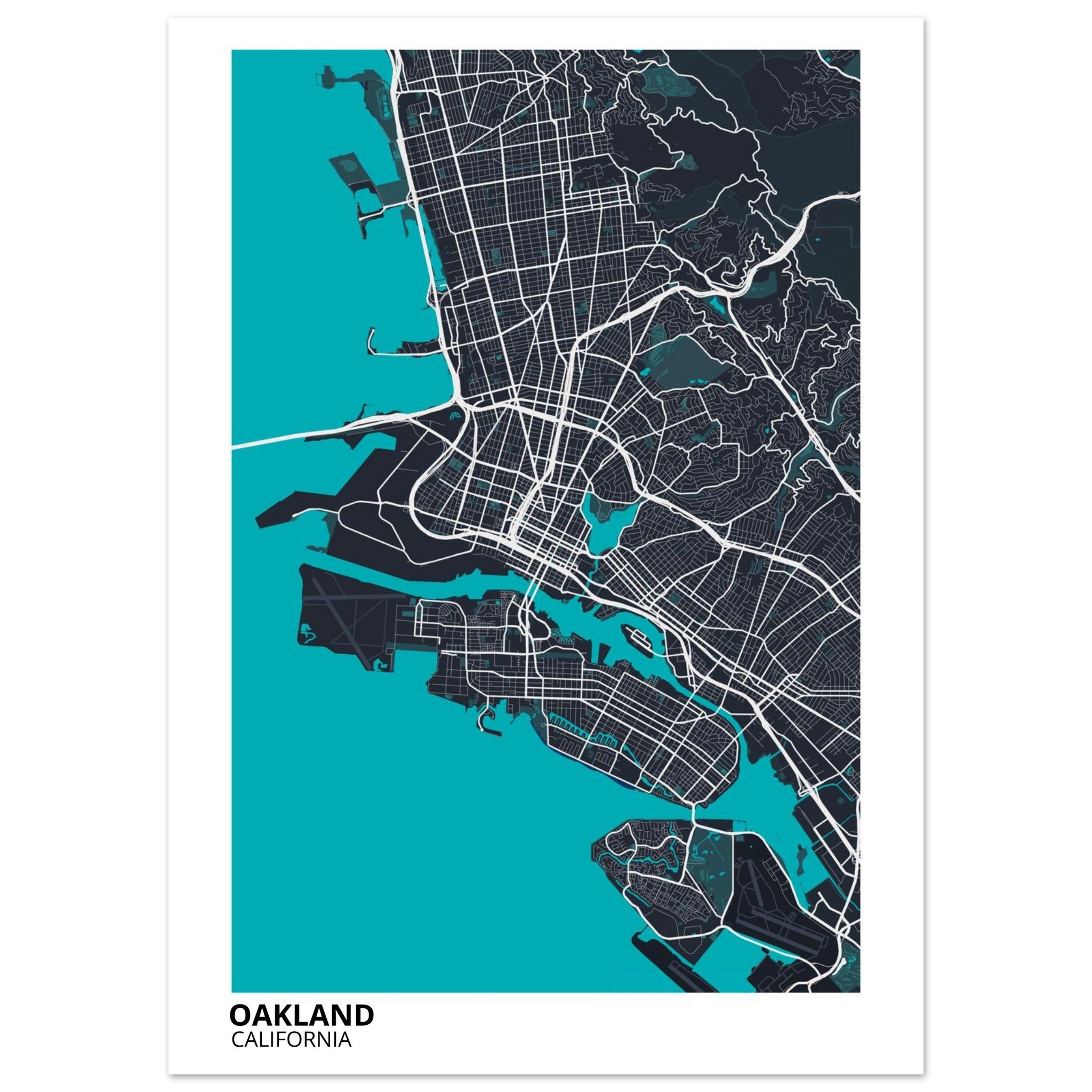 oakland map poster print