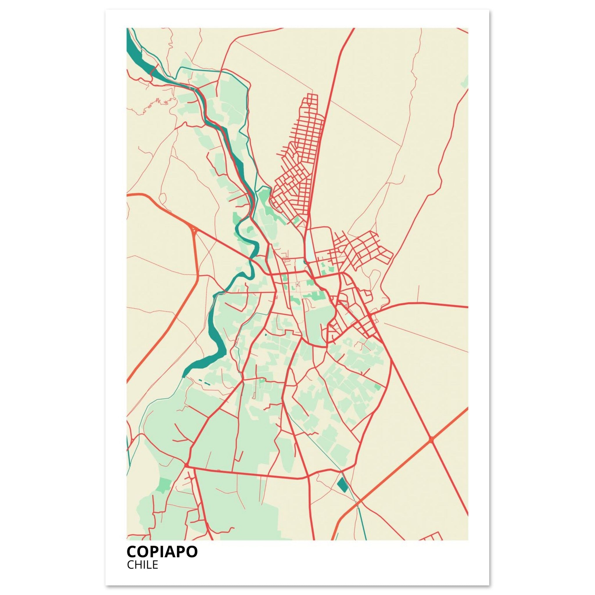 Copiapo Chile City Map Poster | Custom Map Art Print - Ink And Atlas