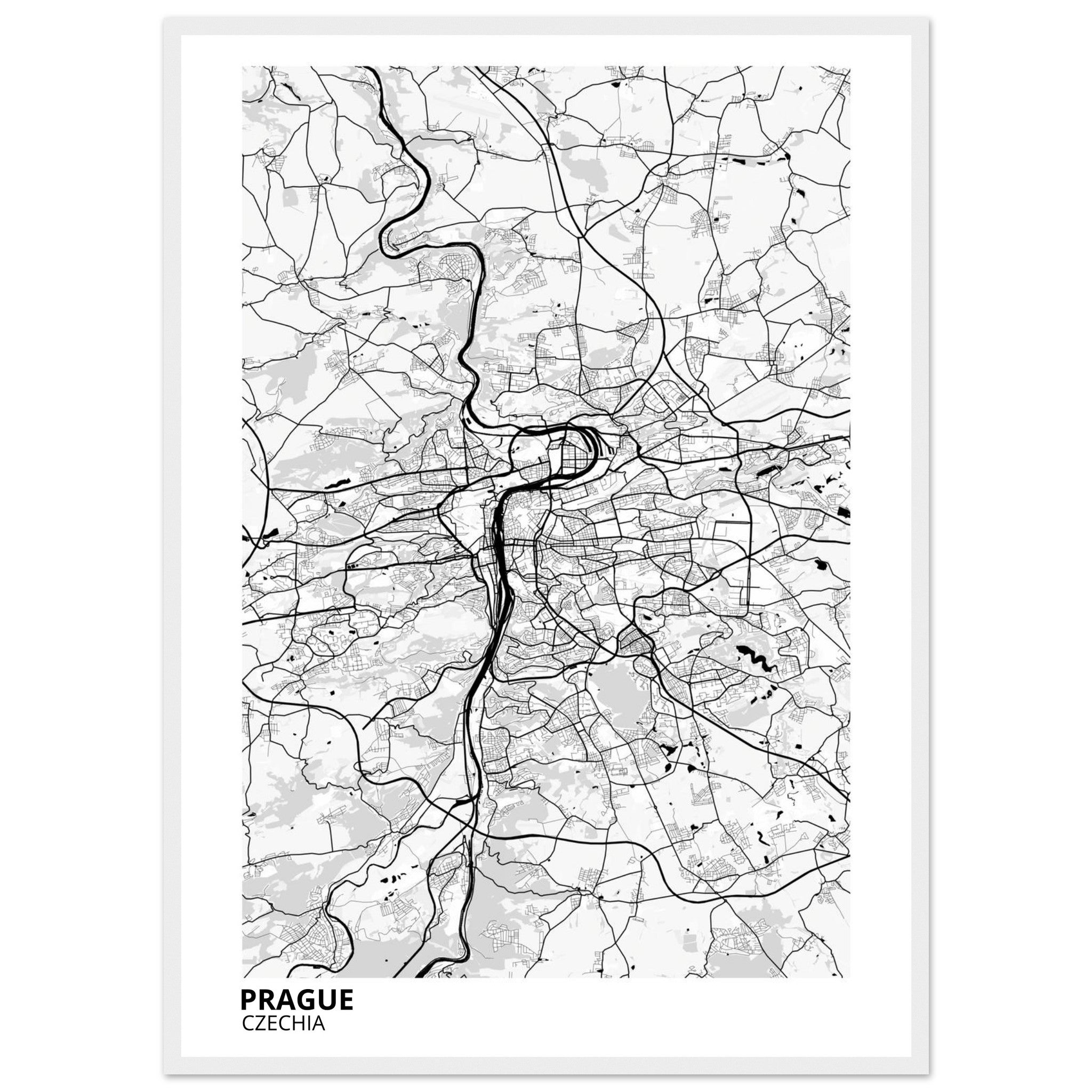 Prague Czechia City Map Poster | Custom Map Art Print - Ink And Atlas