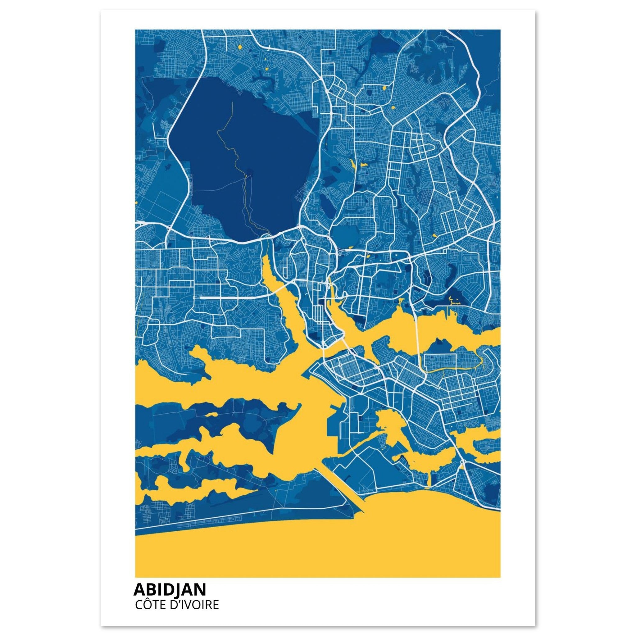 Abidjan Côte d’Ivoire City Map Poster | Custom Map Art Print - Ink And Atlas