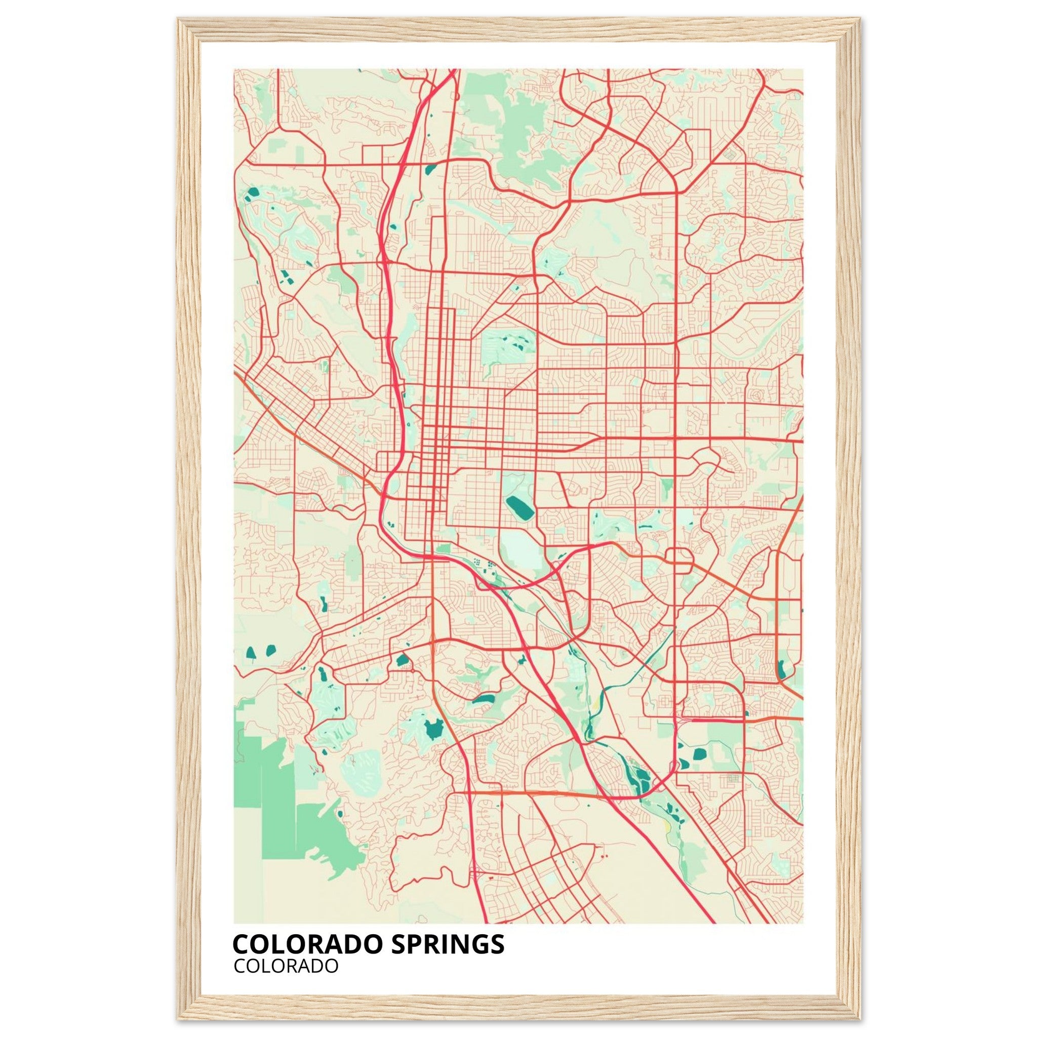 colorado springs map poster print
