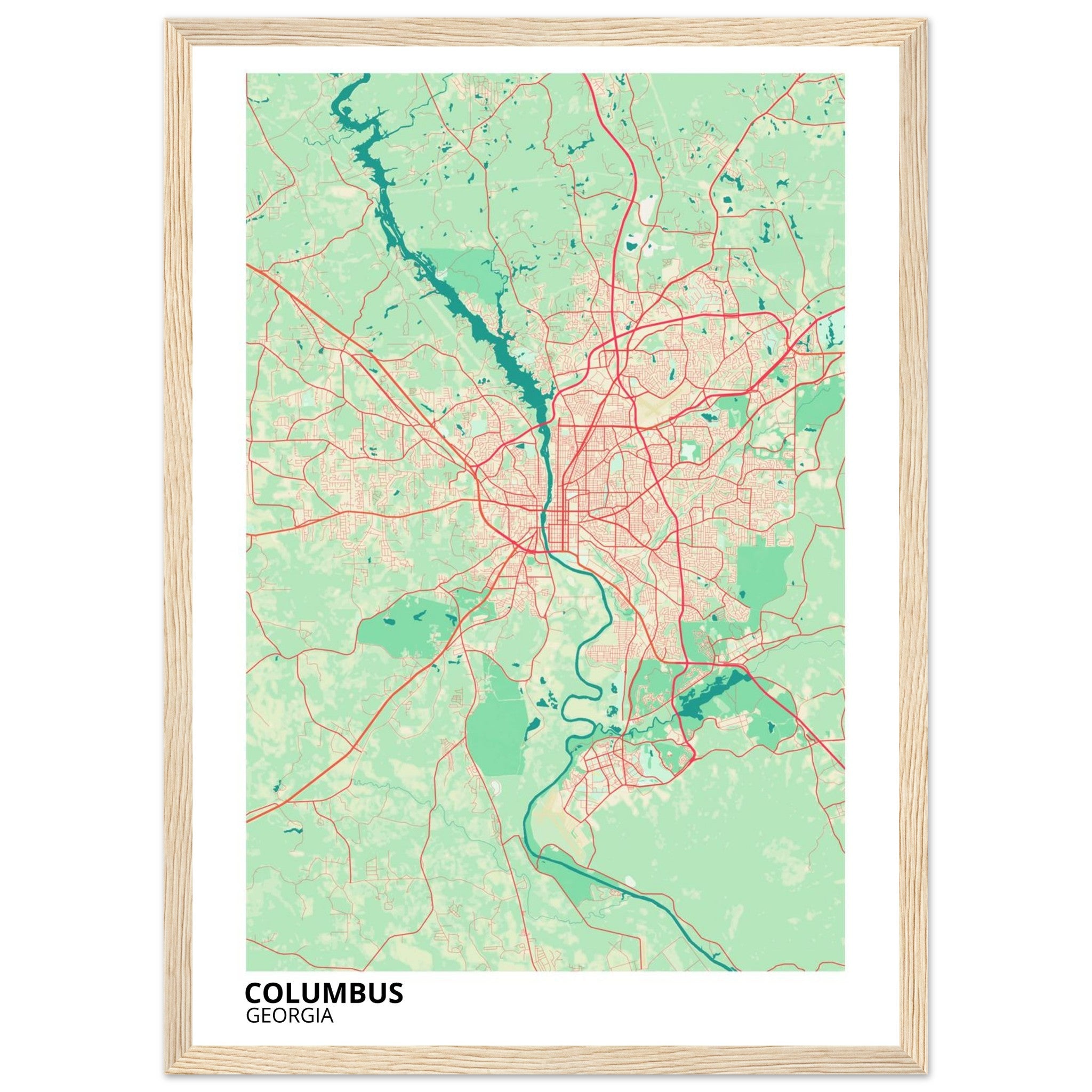 Columbus Georgia City Map Poster | Custom Map Art Print - Ink And Atlas