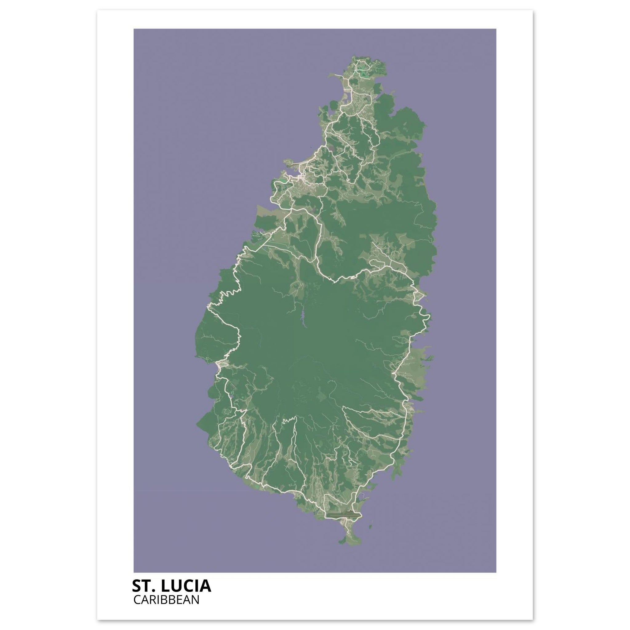 St. Lucia Caribbean City Map Poster | Custom Map Art Print - Ink And Atlas