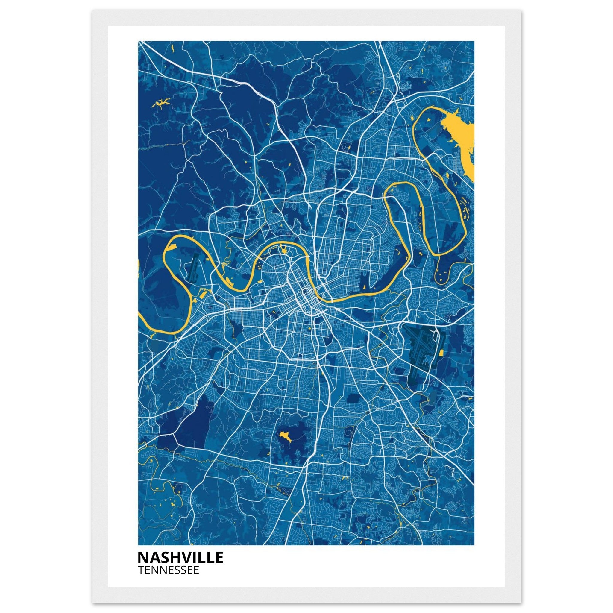 nashville map poster print