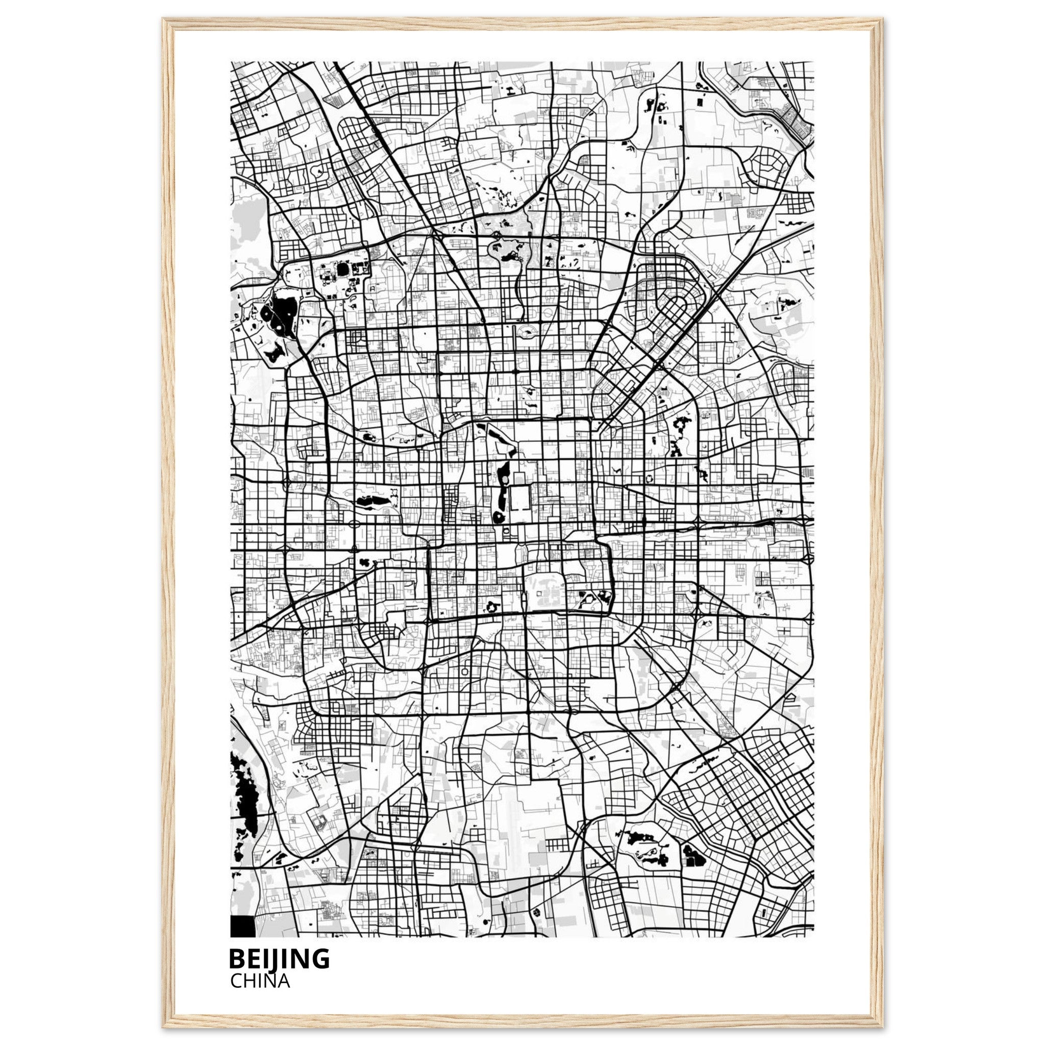 beijing china map poster print