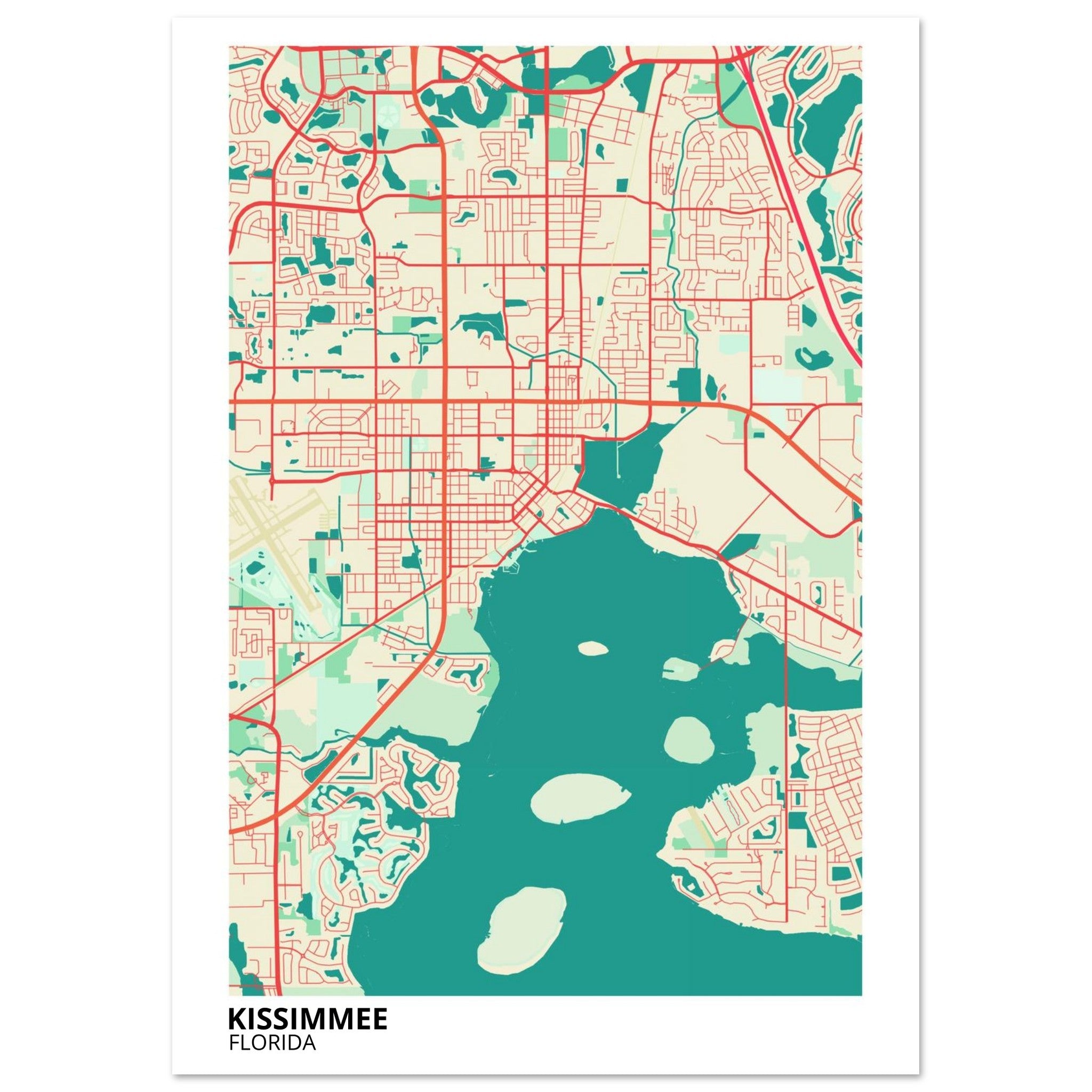 Kissimmee Florida City Map Poster | Custom Map Art Print - Ink And Atlas