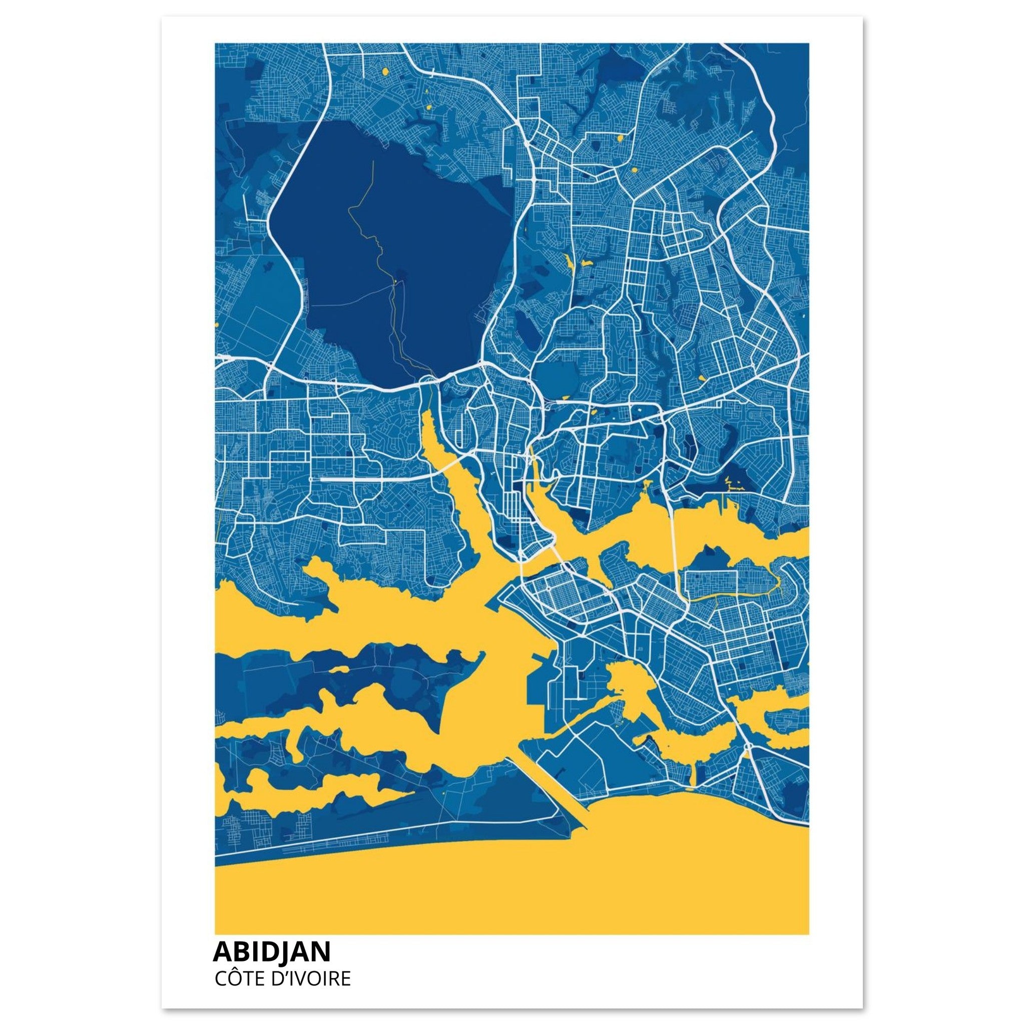 Abidjan Côte d’Ivoire City Map Poster | Custom Map Art Print - Ink And Atlas