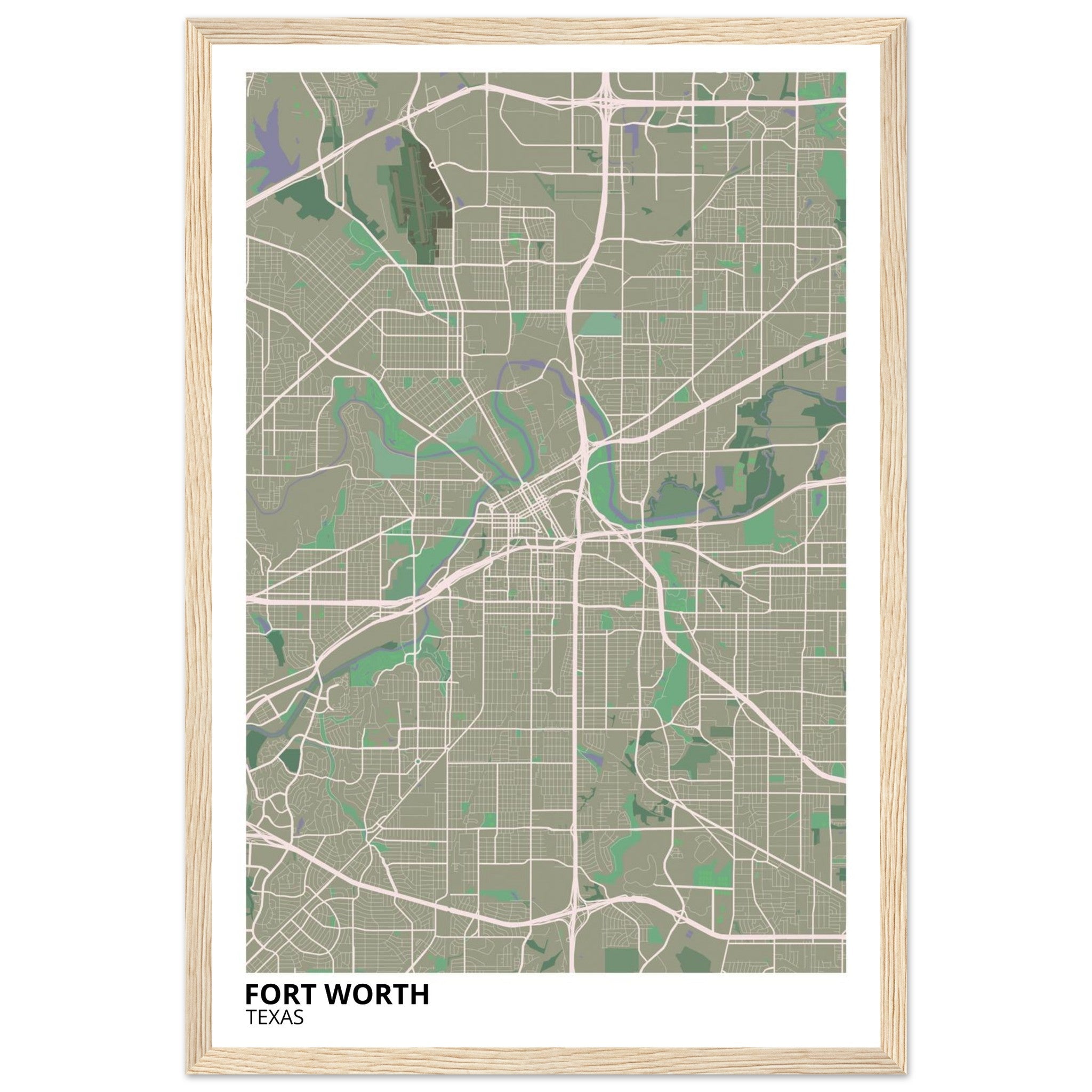 fort worth map poster print