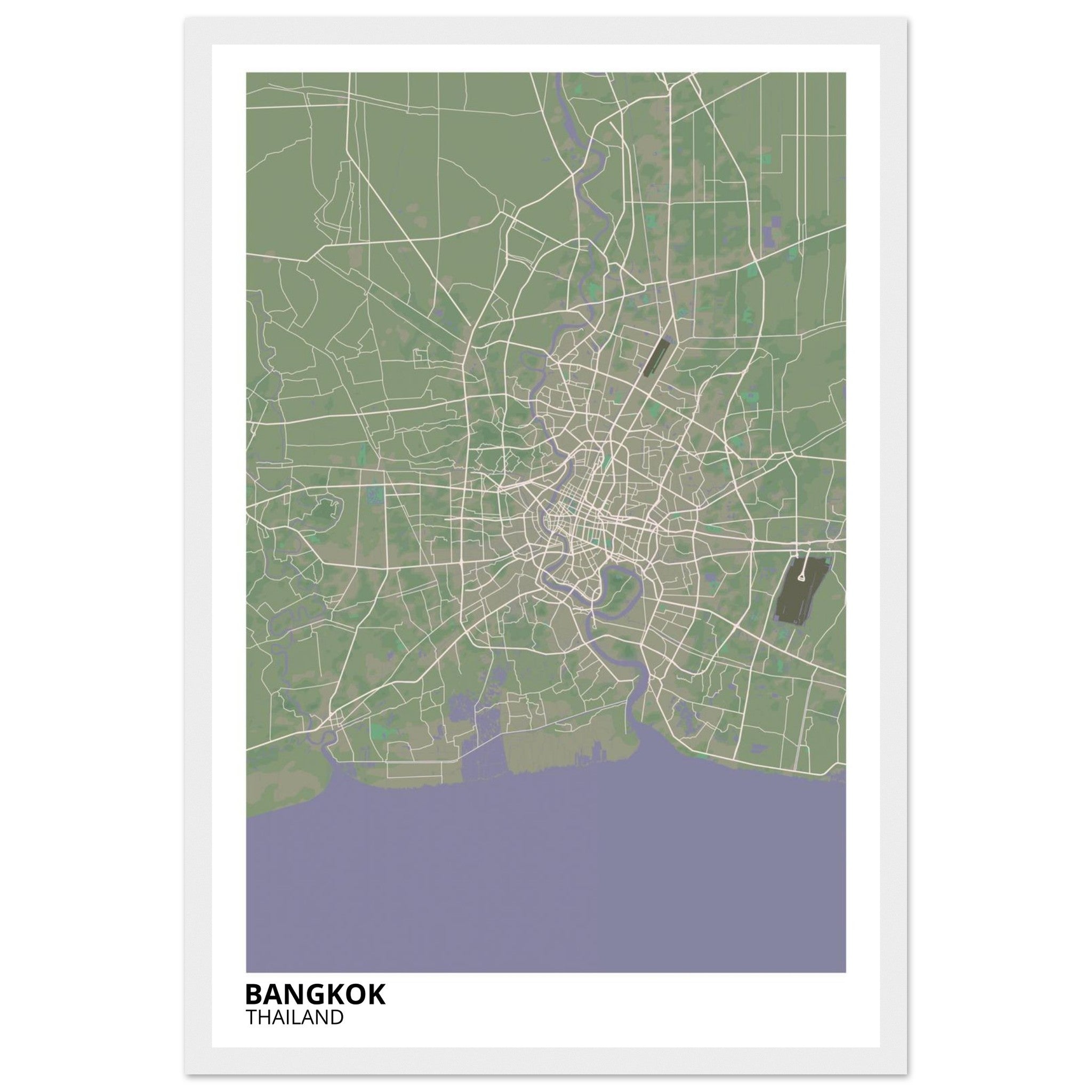 bangkok thailand map poster print