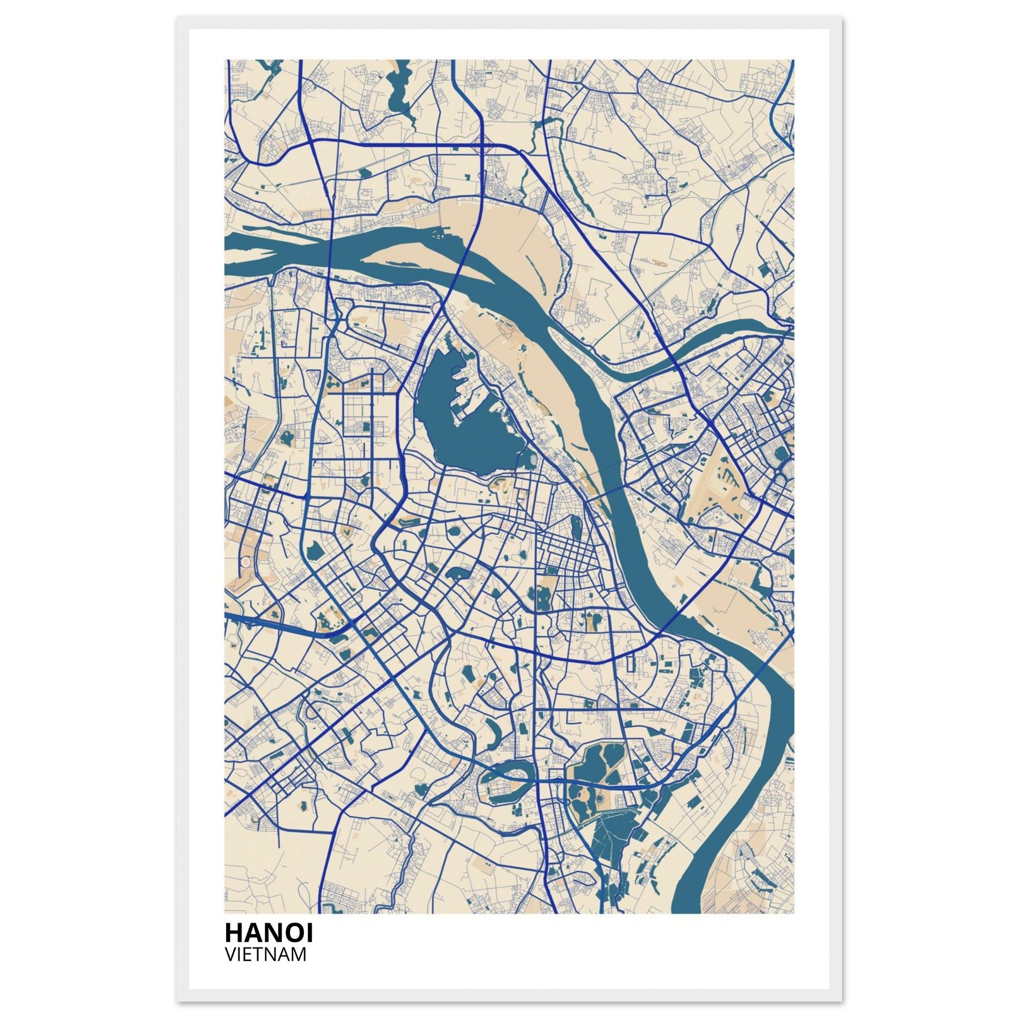 Hanoi Vietnam City Map Poster | Custom Map Art Print - Ink And Atlas