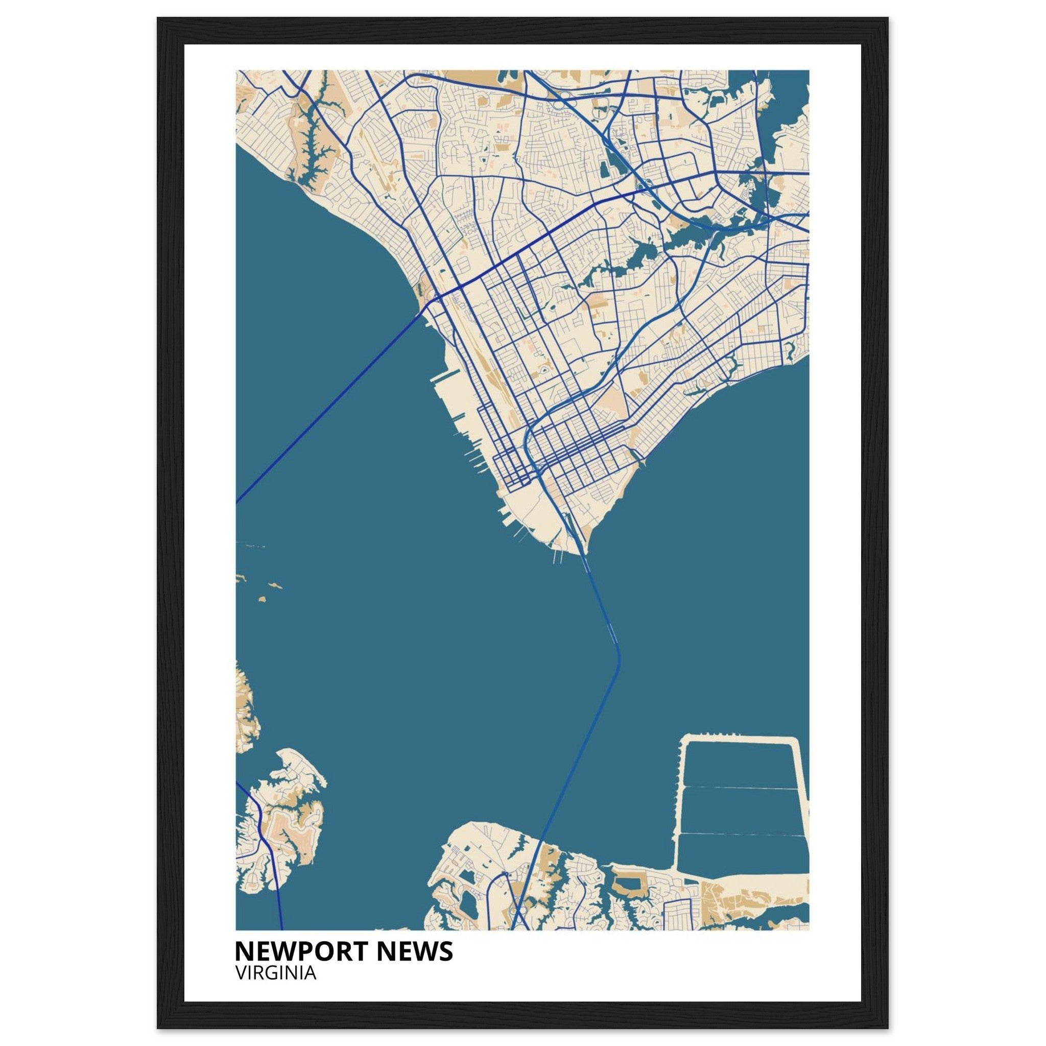 Newport News Virginia City Map Poster | Custom Map Art Print - Ink And Atlas