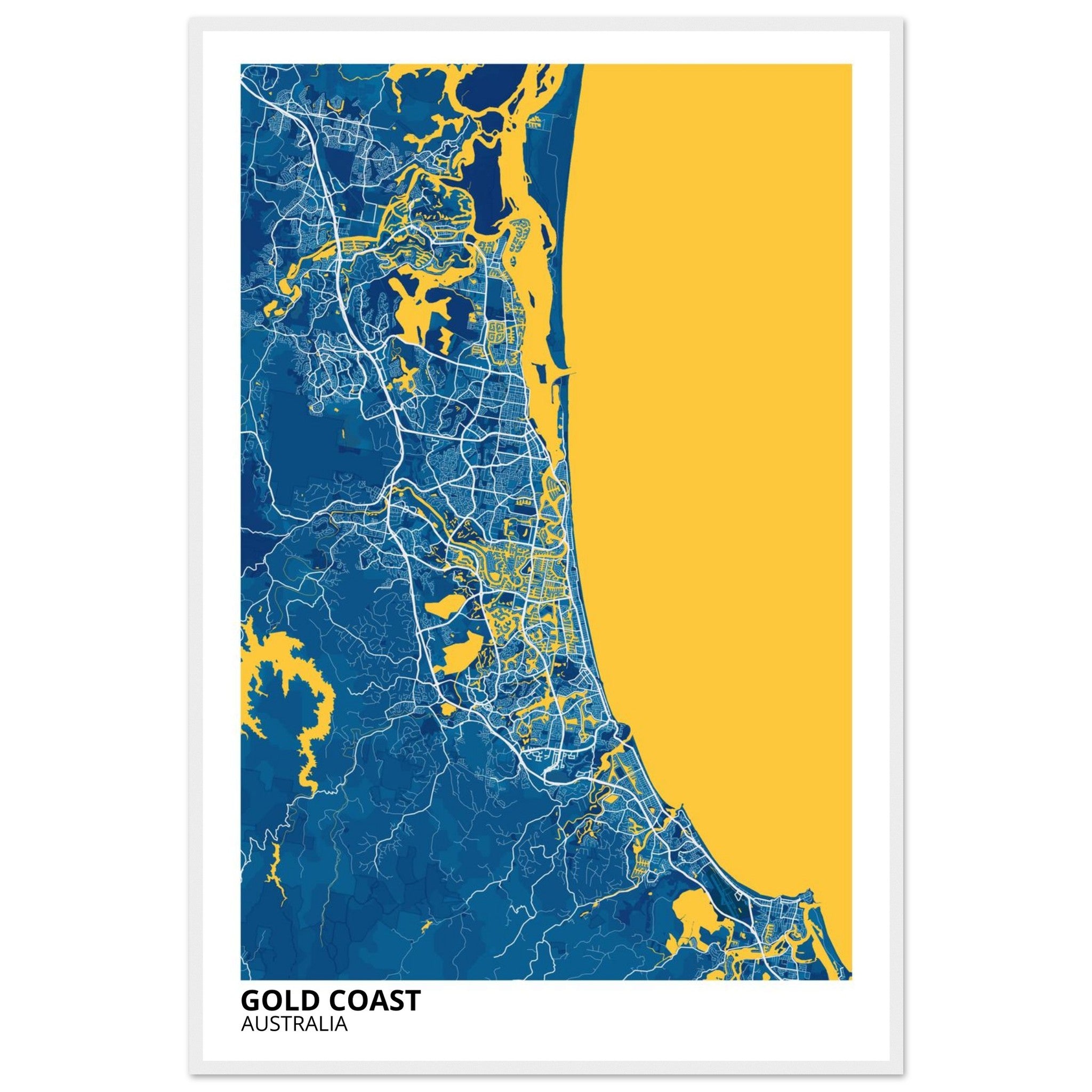 Gold Coast Australia City Map Poster | Custom Map Art Print - Ink And Atlas