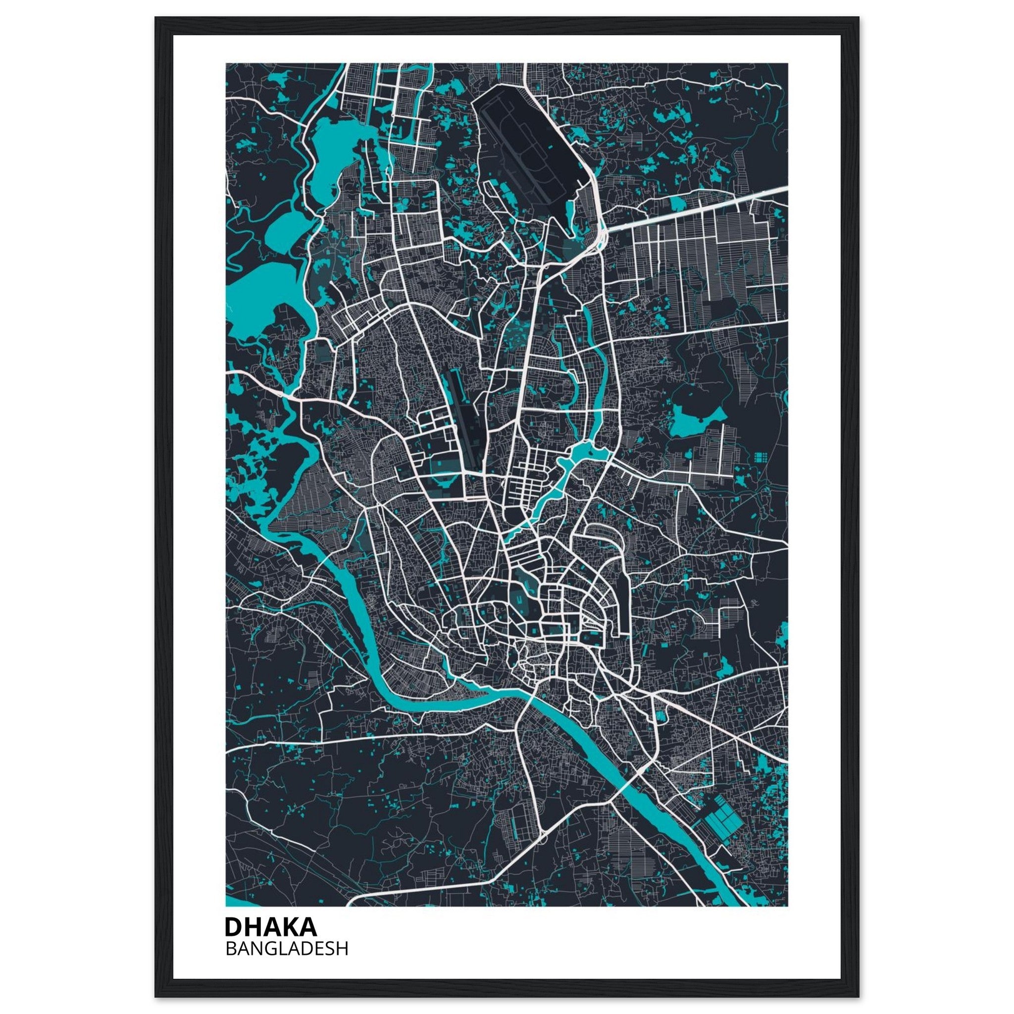 dhaka bangladesh map poster print