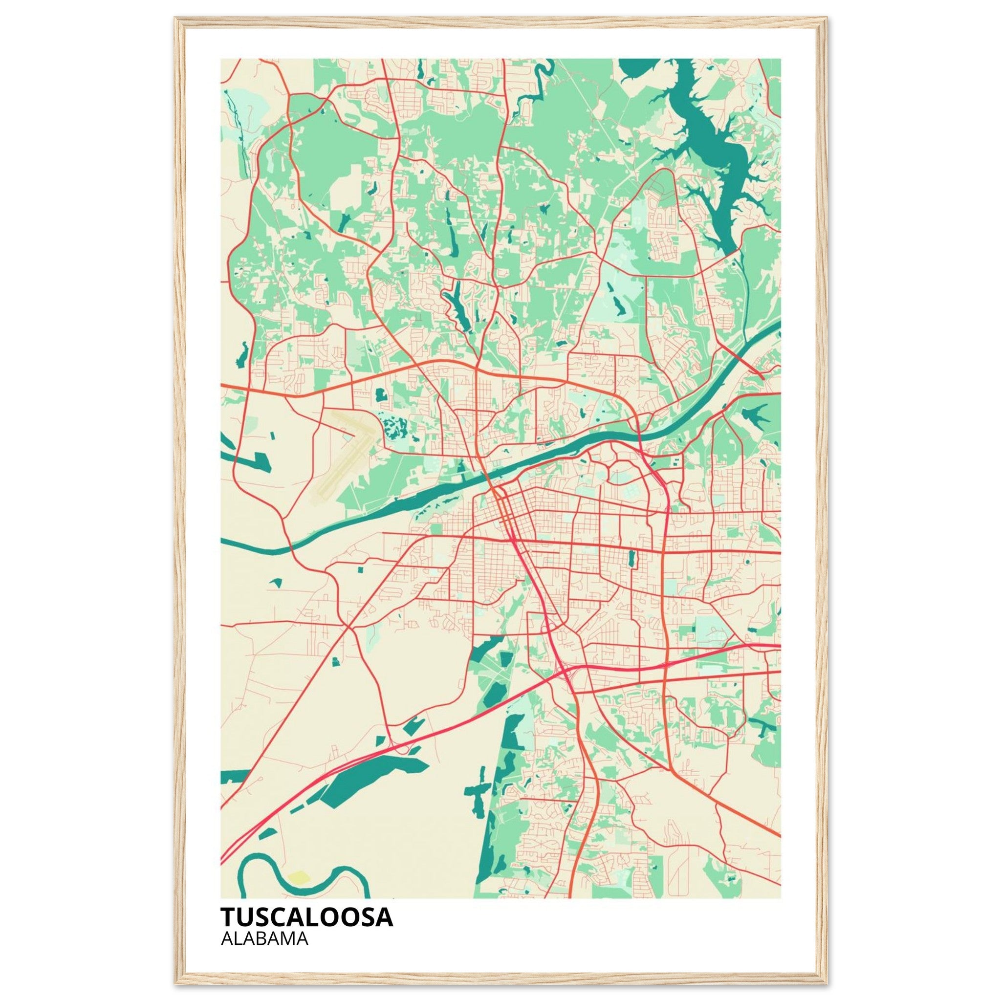 Tuscaloosa Alabama City Map Poster | Custom Map Art Print - Ink And Atlas