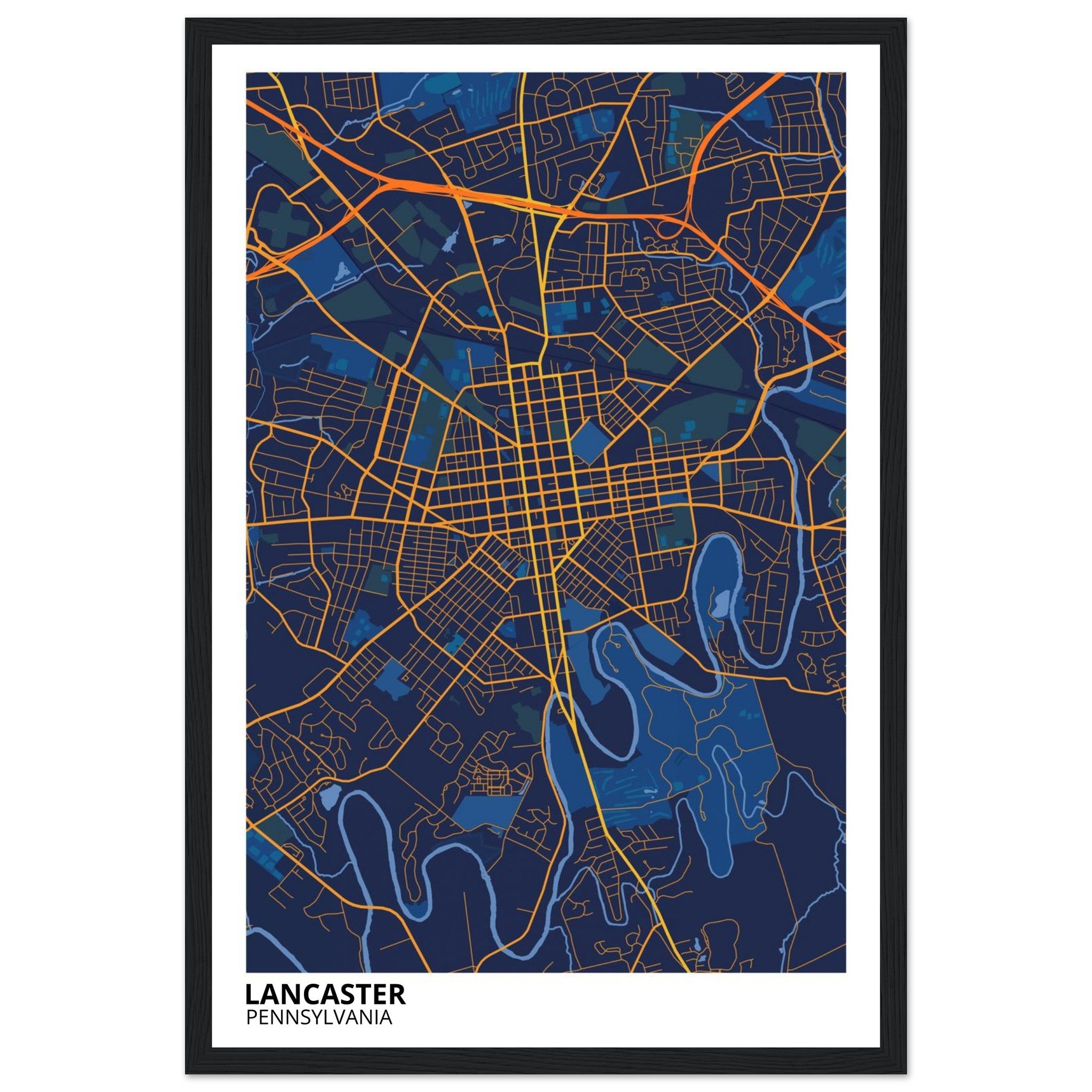 Lancaster Pennsylvania City Map Poster | Custom Map Art Print - Ink And Atlas