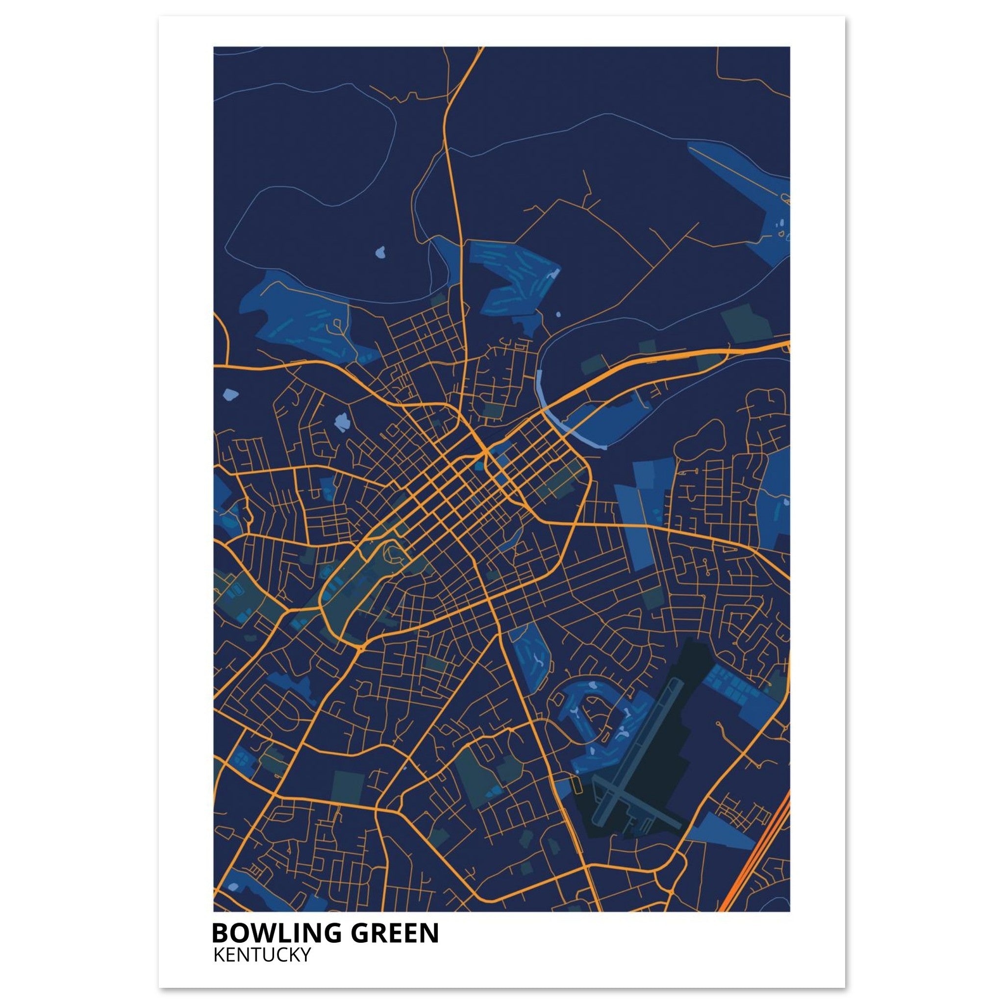 Bowling Green Kentucky City Map Poster | Custom Map Art Print - Ink And Atlas
