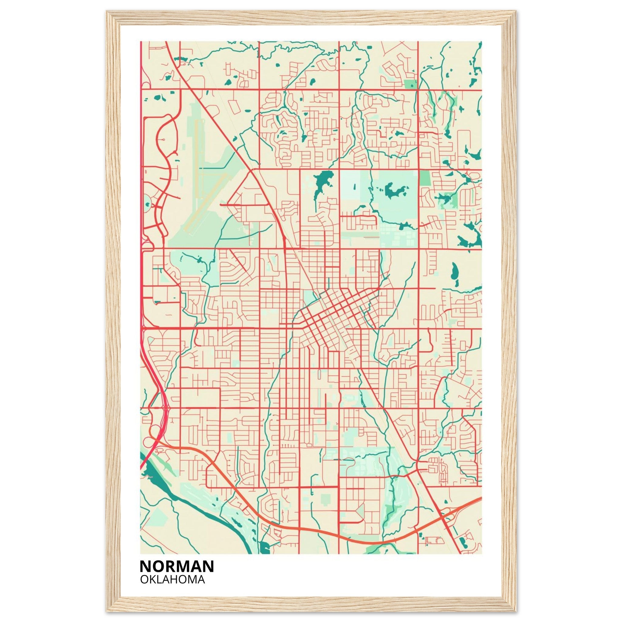 Norman Oklahoma City Map Poster | Custom Map Art Print - Ink And Atlas