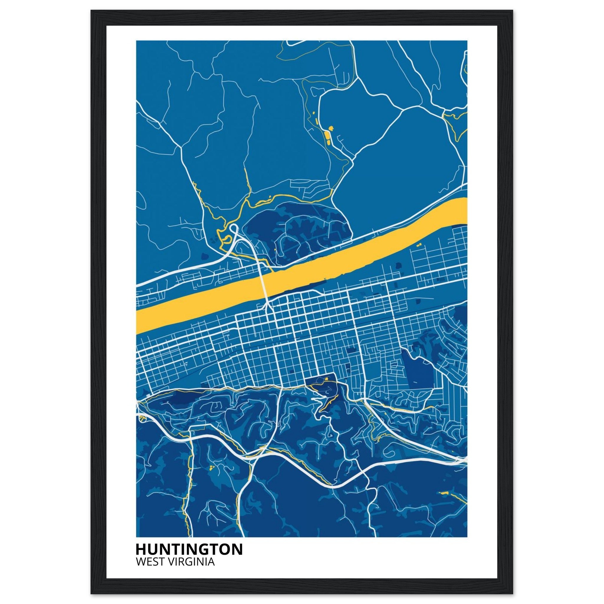 Huntington West Virginia City Map Poster | Custom Map Art Print - Ink And Atlas