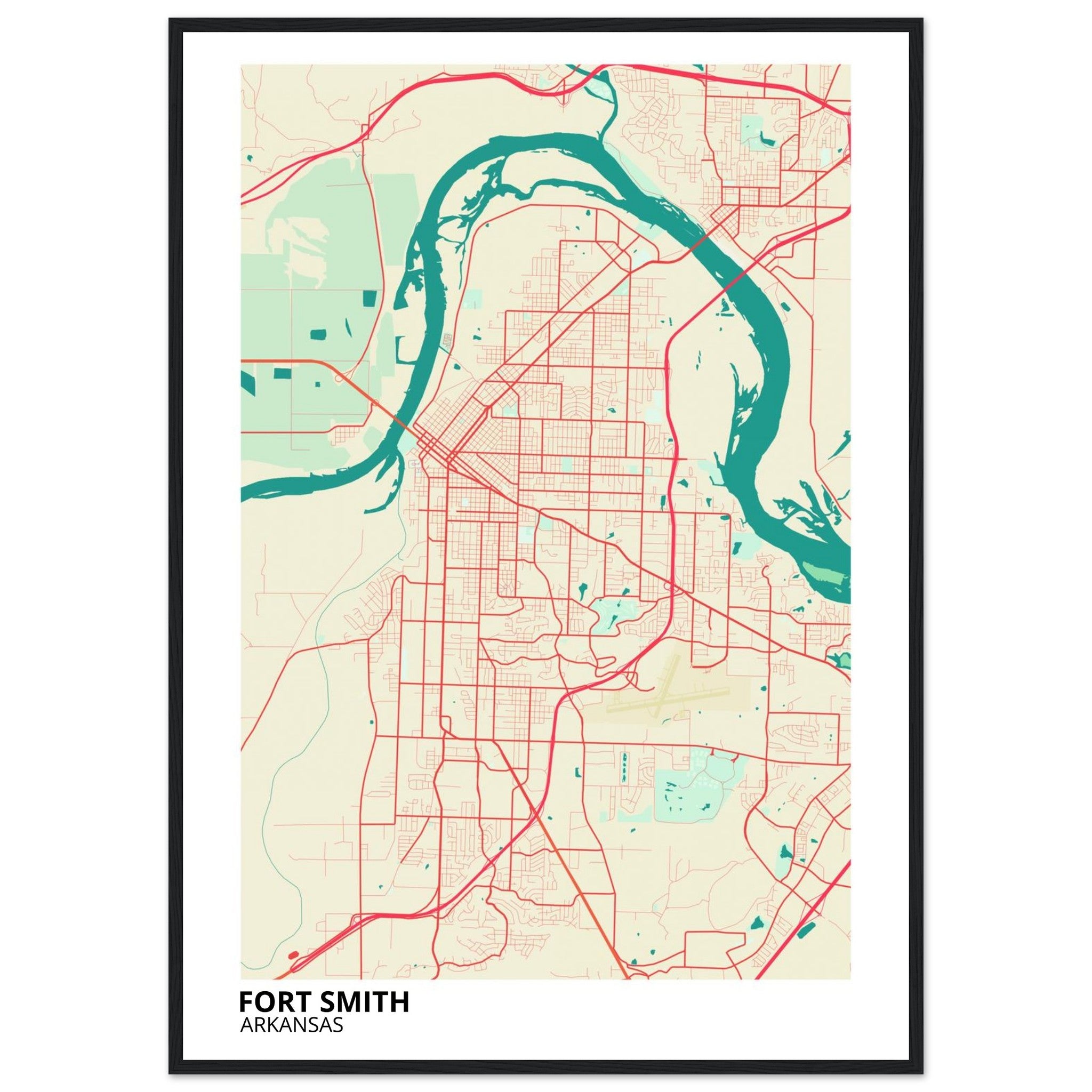 Fort Smith Arkansas City Map Poster | Custom Map Art Print - Ink And Atlas