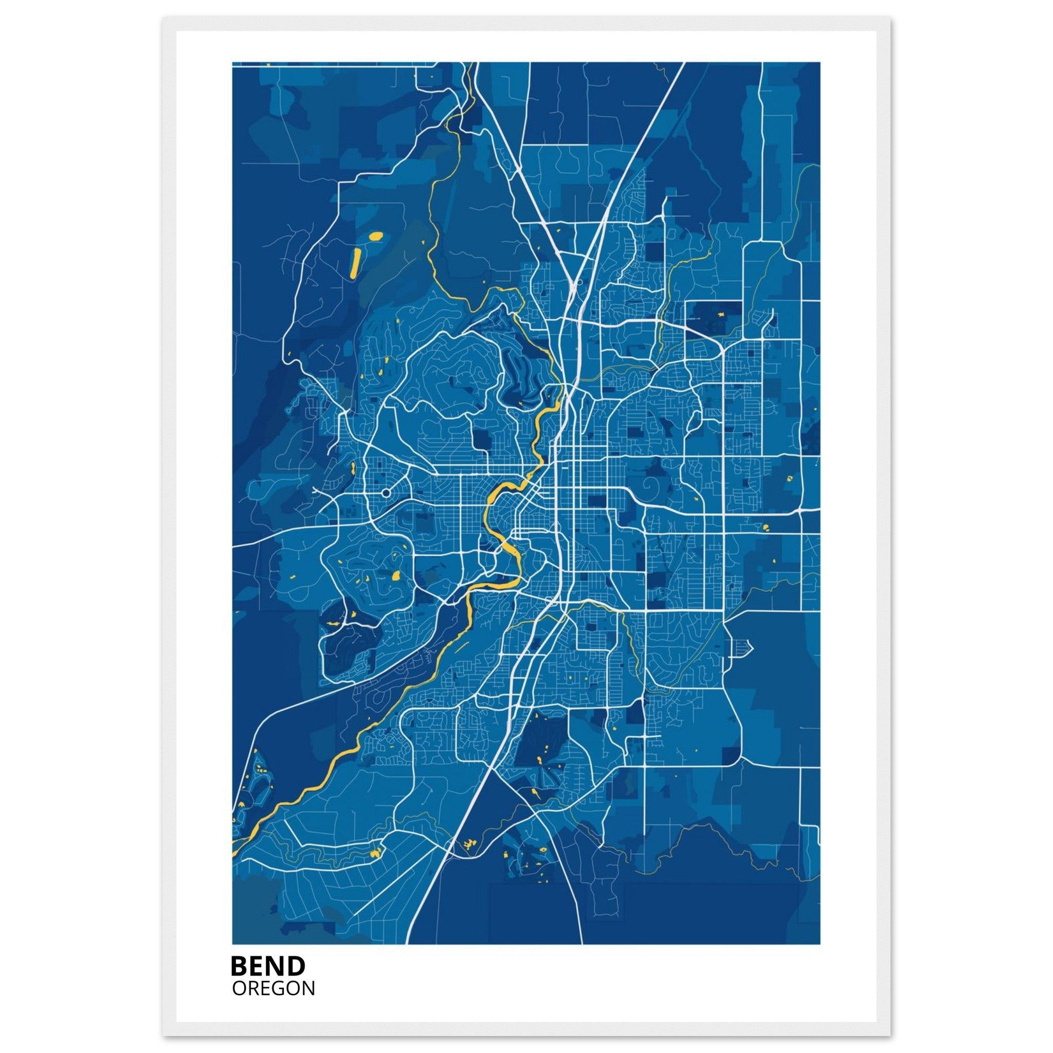 Bend Oregon City Map Poster | Custom Map Art Print - Ink And Atlas