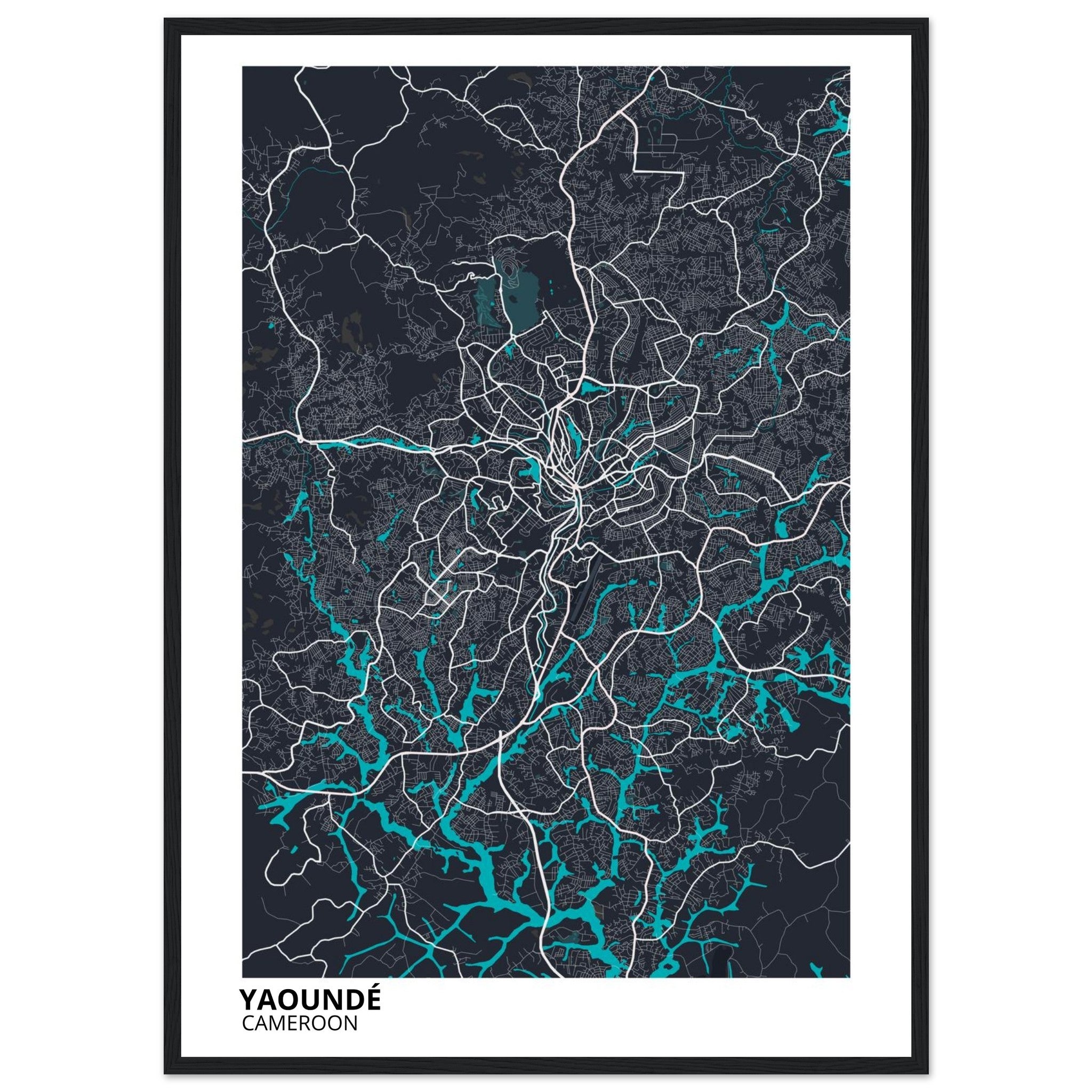 Yaounde Cameroon City Map Poster | Custom Map Art Print - Ink And Atlas