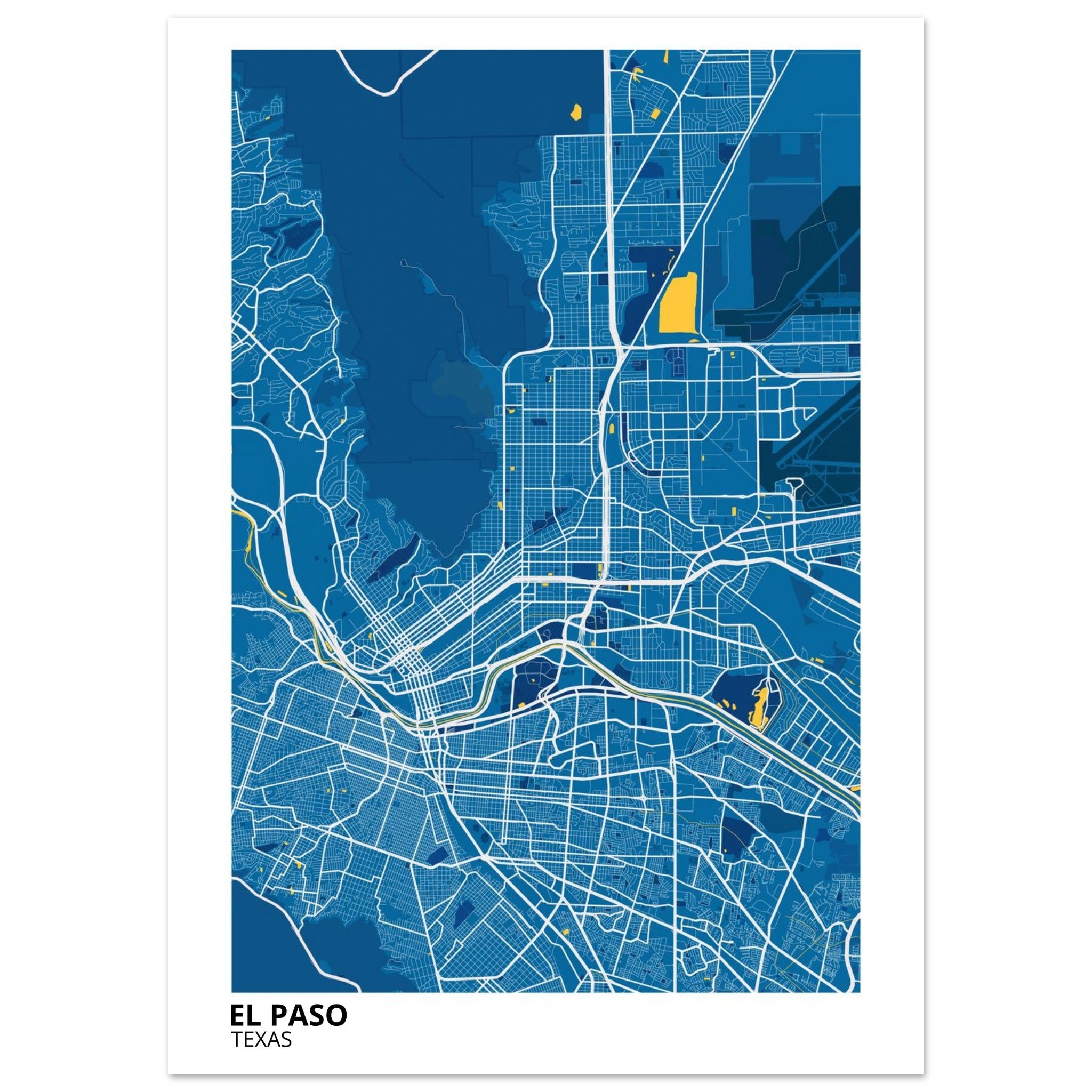 El Paso Texas City Map Poster | Custom Map Art Print - Ink And Atlas