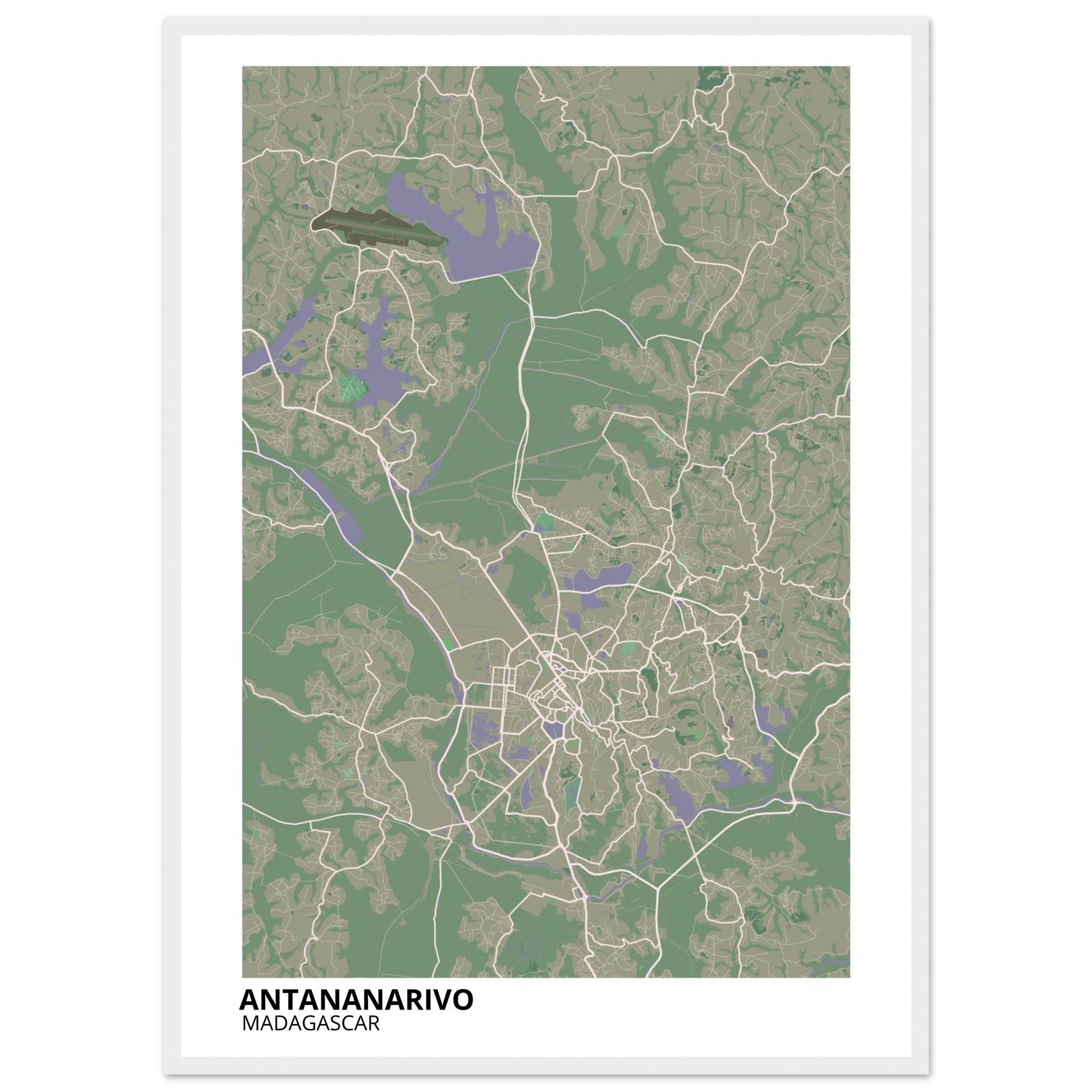 Antananarivo Madagascar City Map Poster | Custom Map Art Print - Ink And Atlas