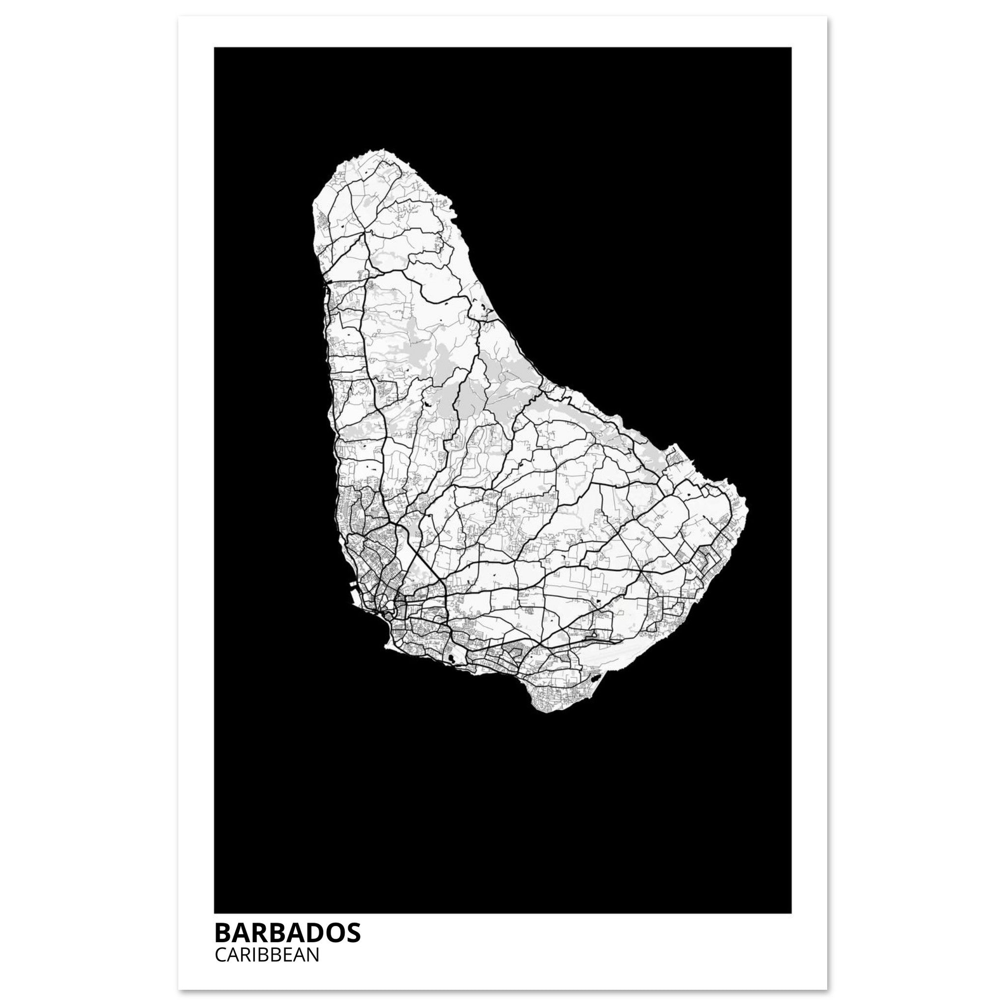 Barbados Caribbean City Map Poster | Custom Map Art Print - Ink And Atlas