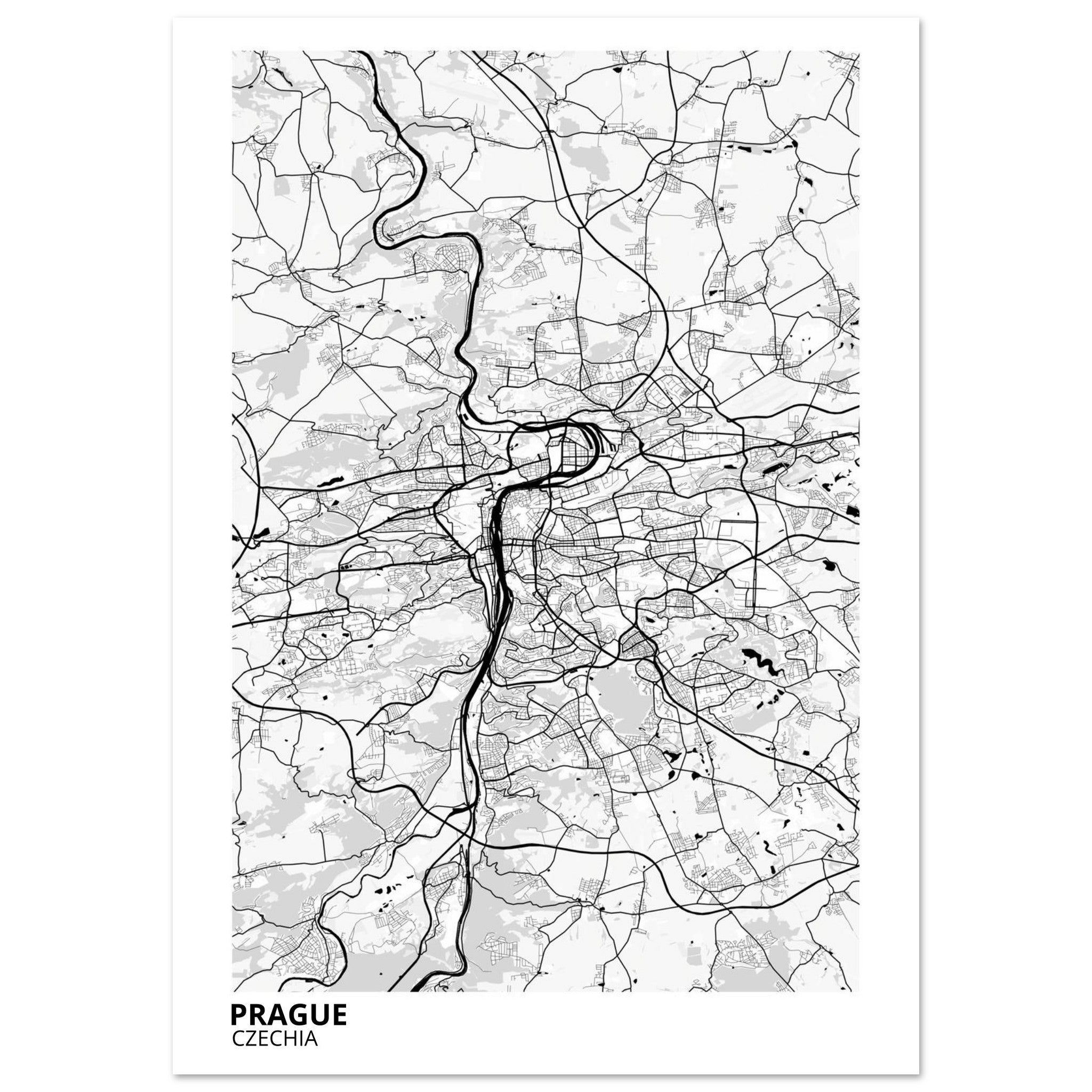 Prague Czechia City Map Poster | Custom Map Art Print - Ink And Atlas