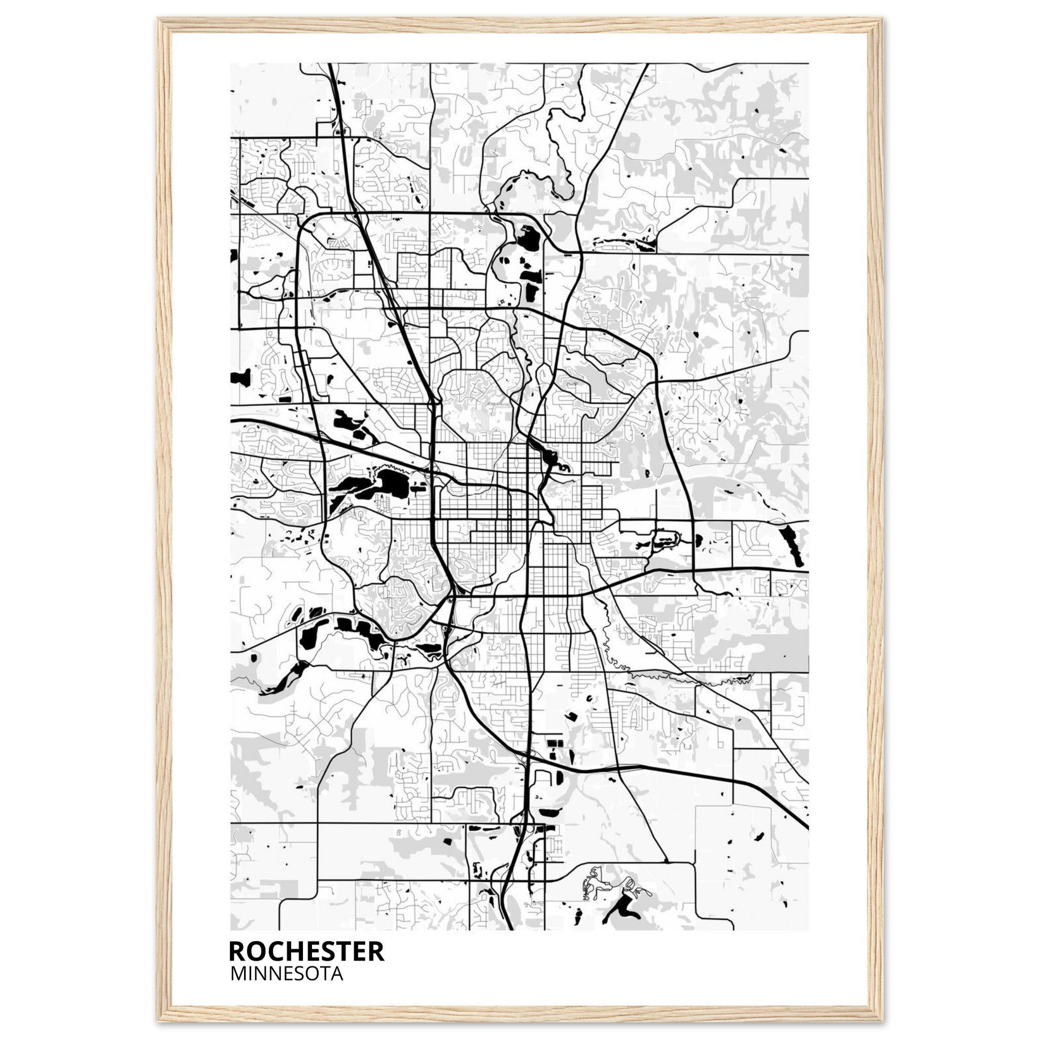 Rochester Minnesota City Map Poster | Custom Map Art Print - Ink And Atlas