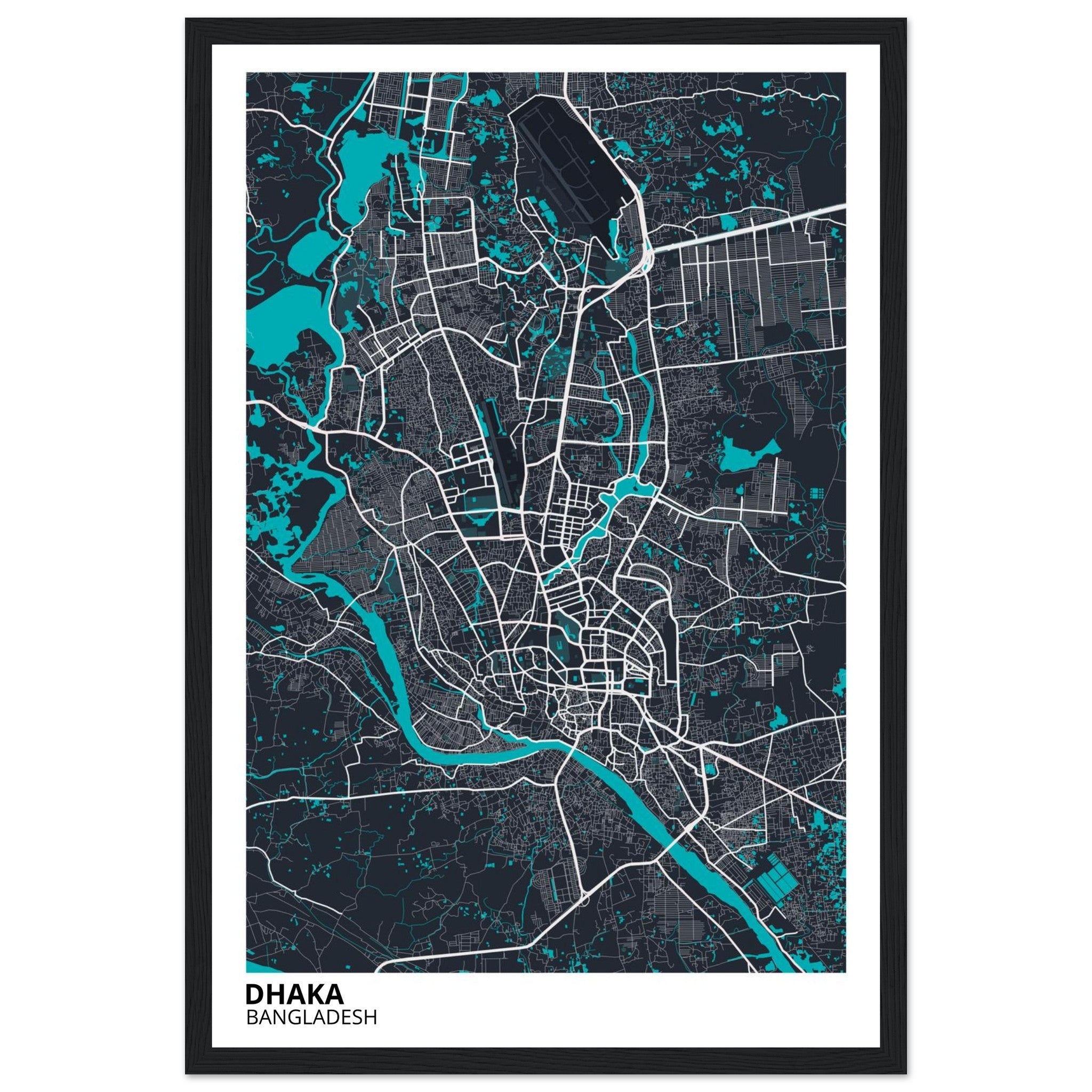 dhaka bangladesh map poster print