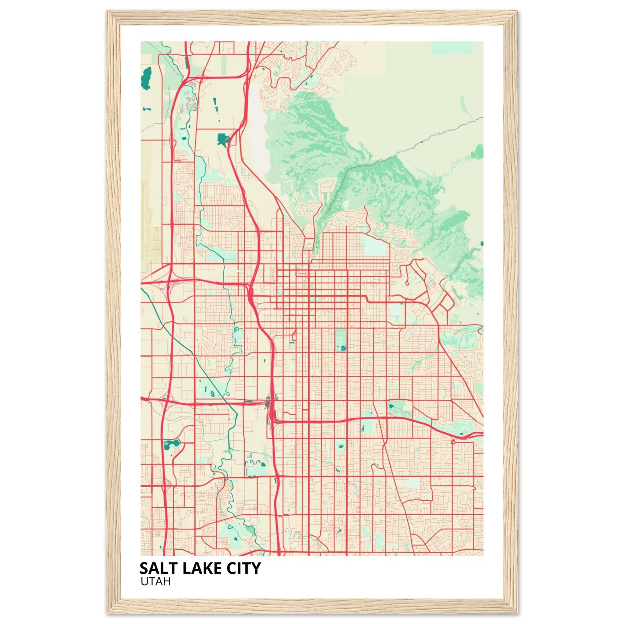 Salt Lake City Utah City Map Poster | Custom Map Art Print - Ink And Atlas