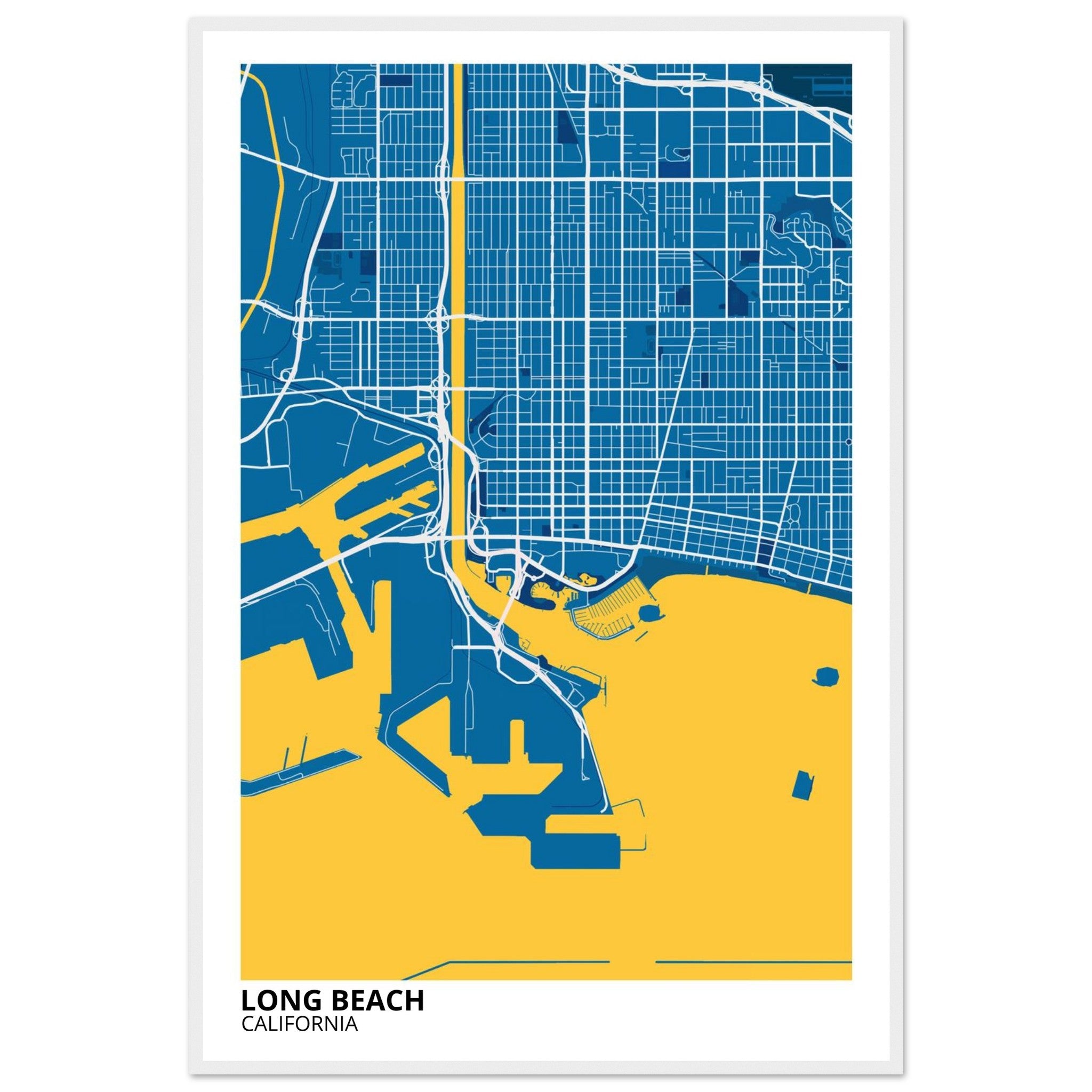 long beach map poster print