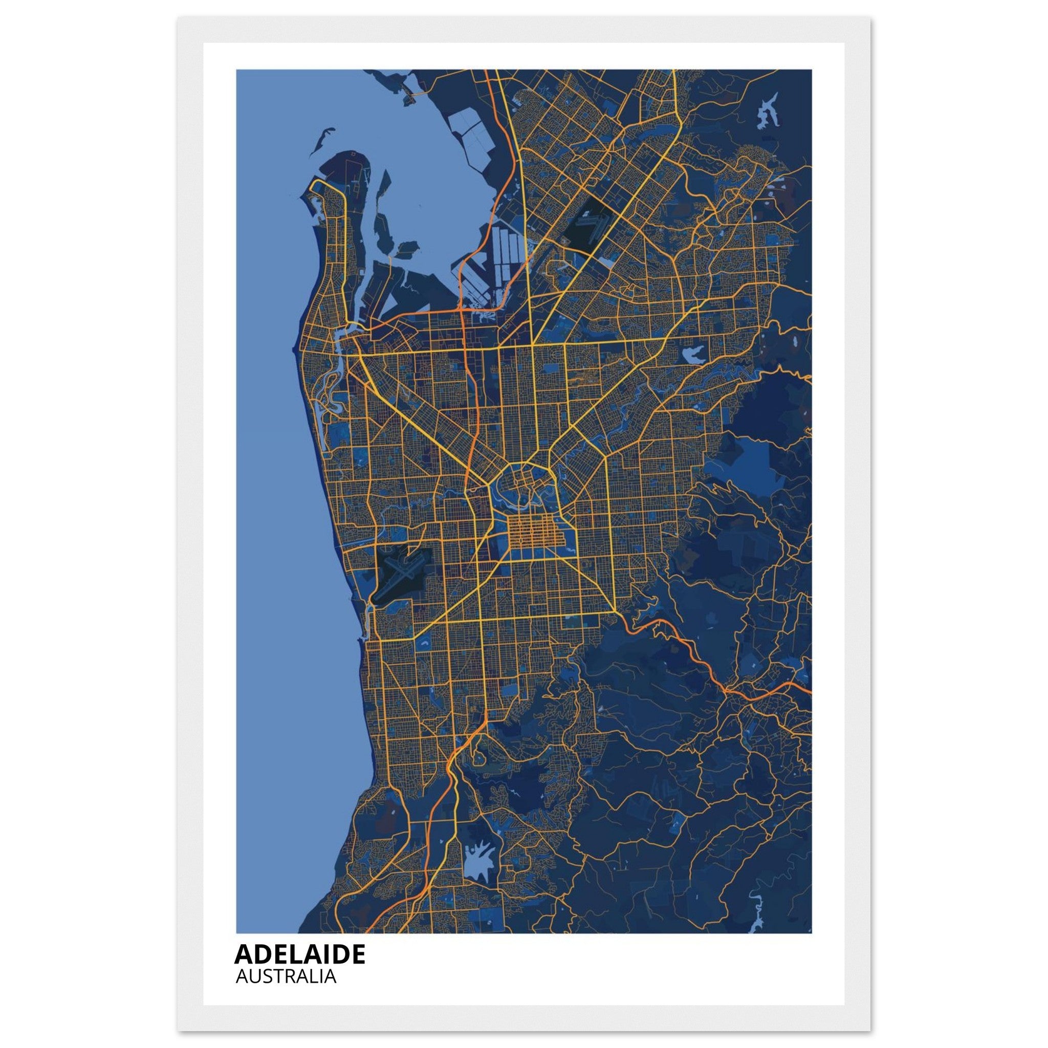 Adelaide Australia City Map Poster | Custom Map Art Print - Ink And Atlas