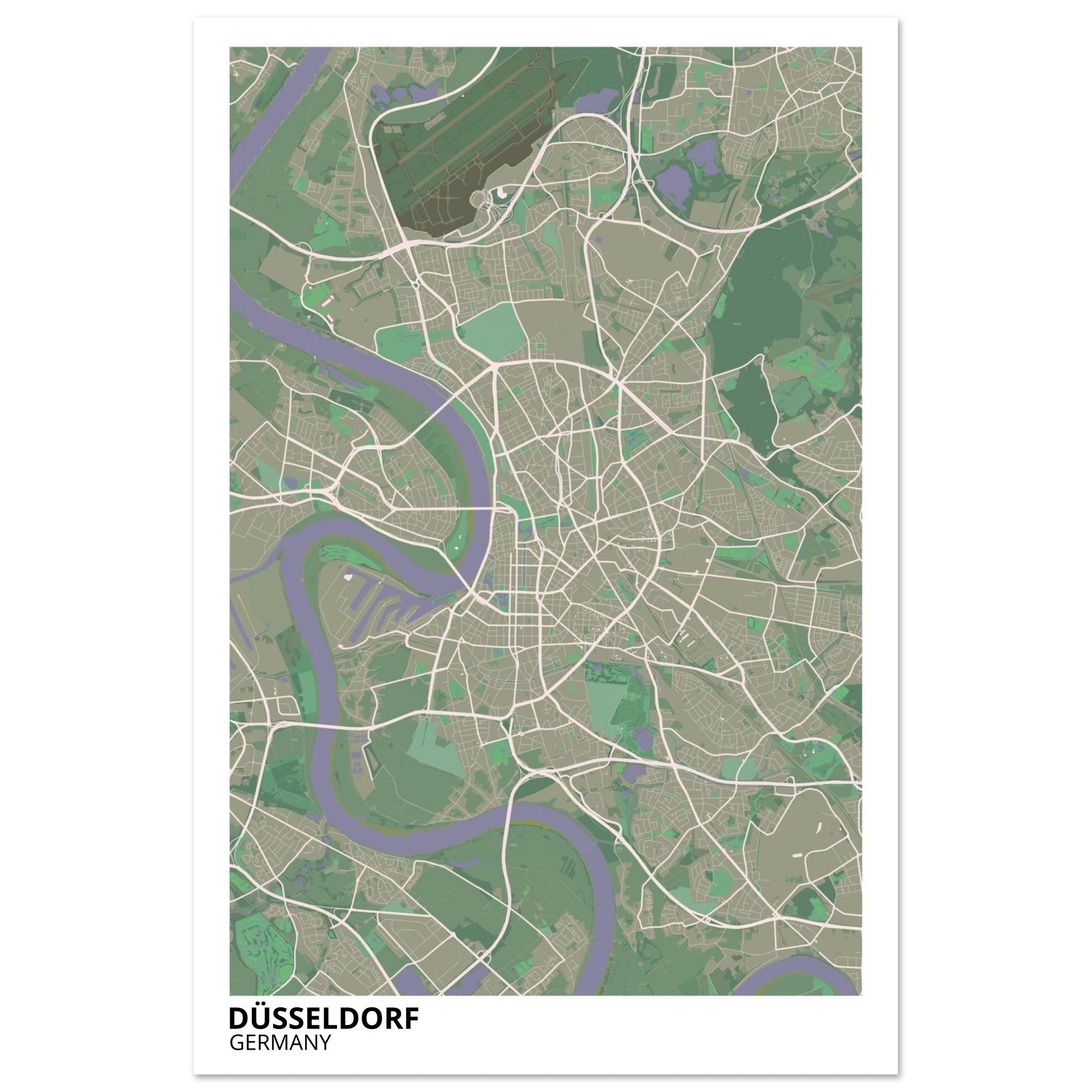 Düsseldorf Germany City Map Poster | Custom Map Art Print - Ink And Atlas