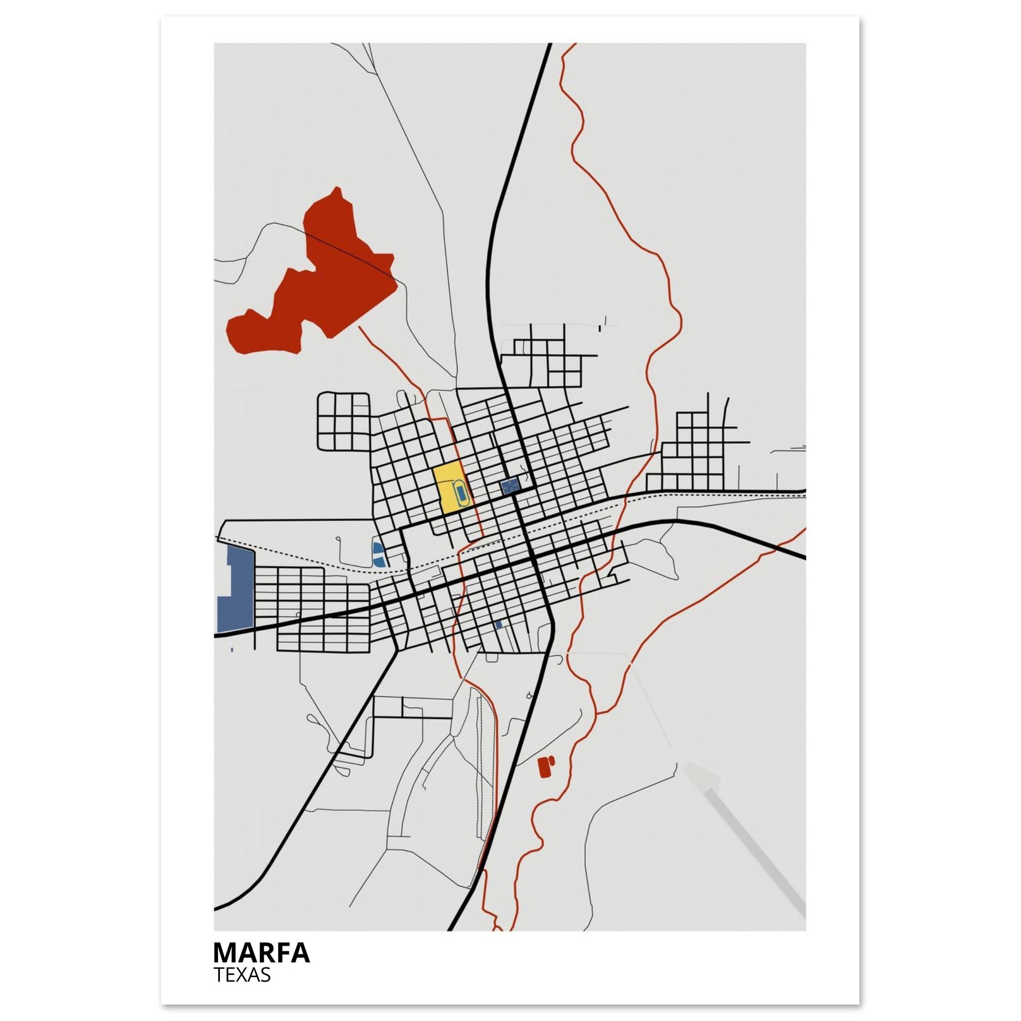 Marfa Texas City Map Poster | Custom Map Art Print - Ink And Atlas