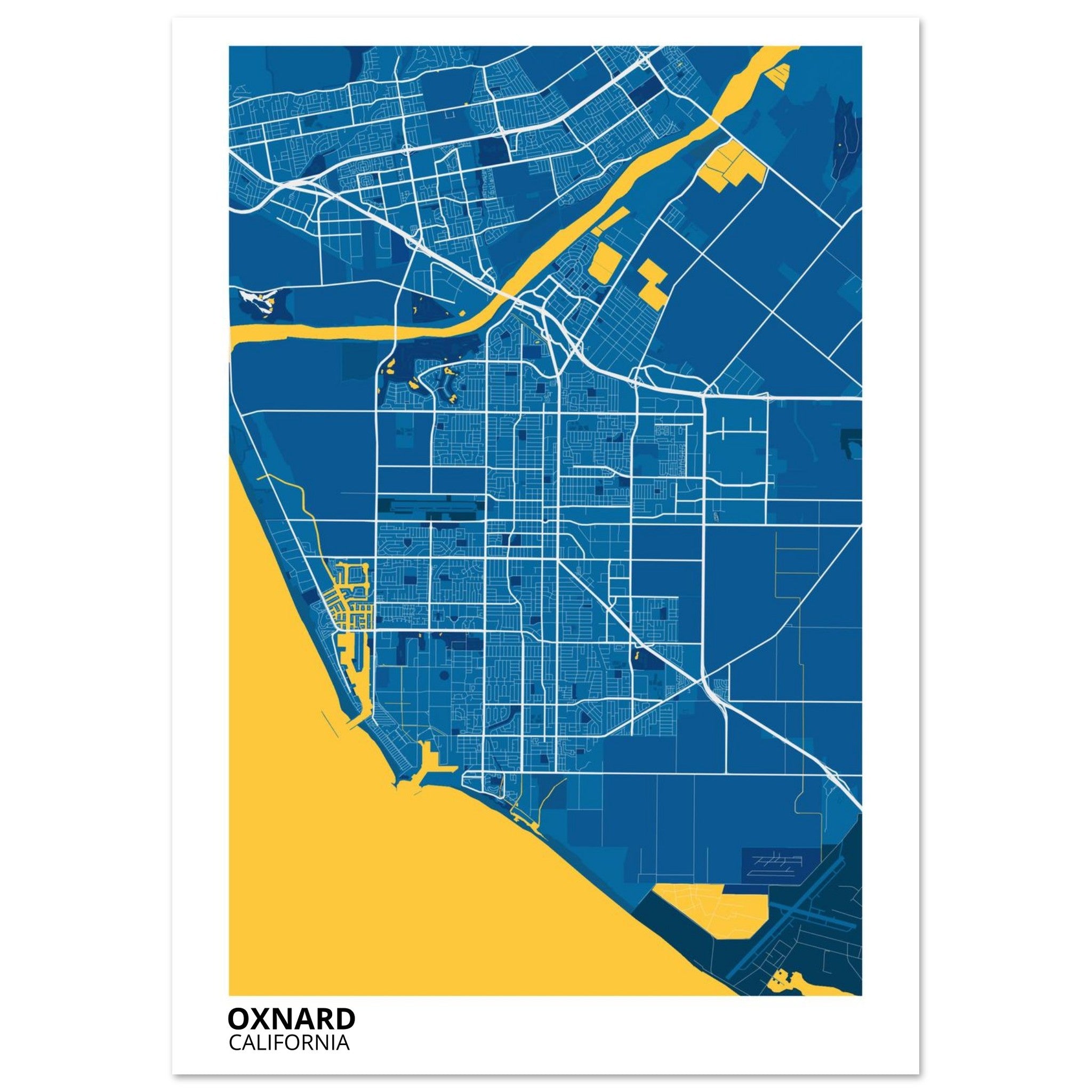 Oxnard California City Map Poster | Custom Map Art Print - Ink And Atlas
