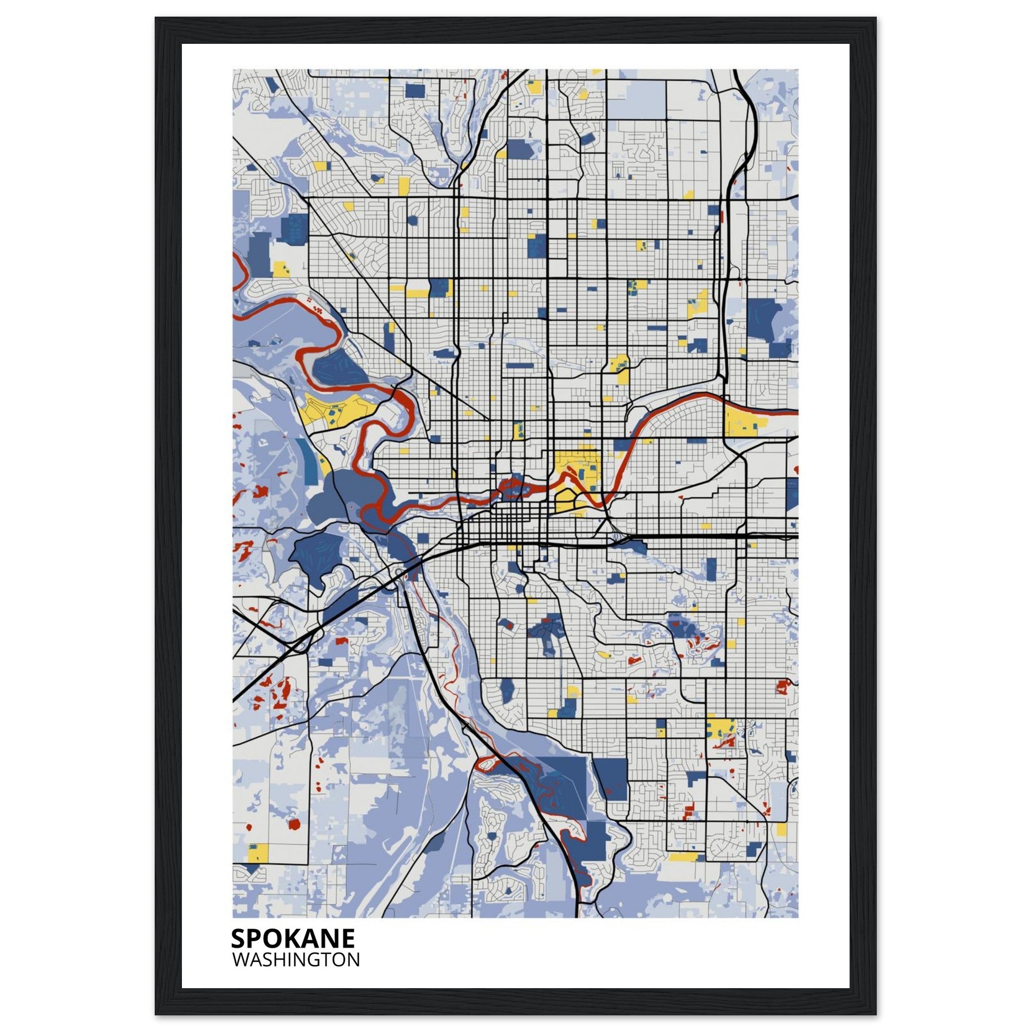 spokane map poster print
