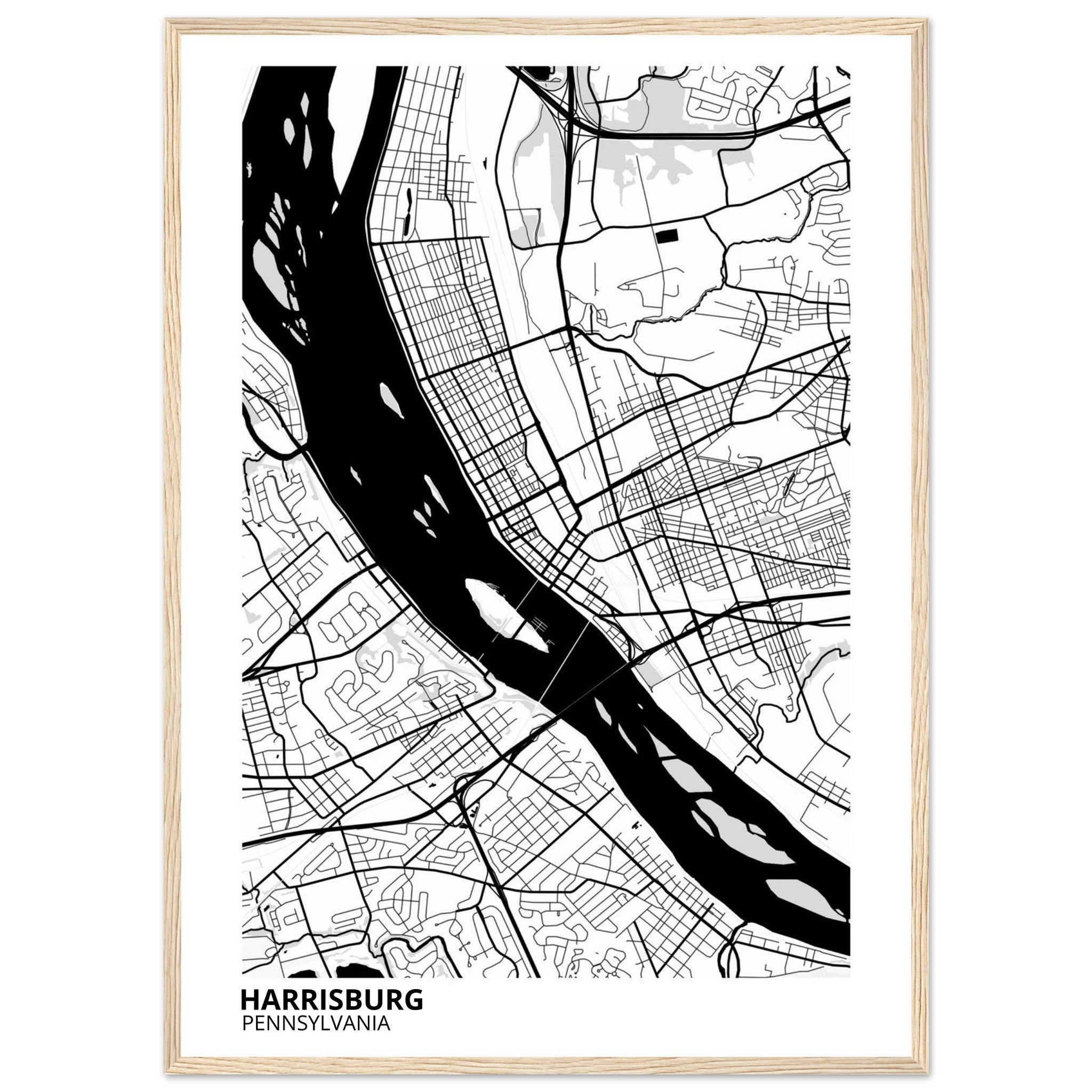 harrisburg map poster print