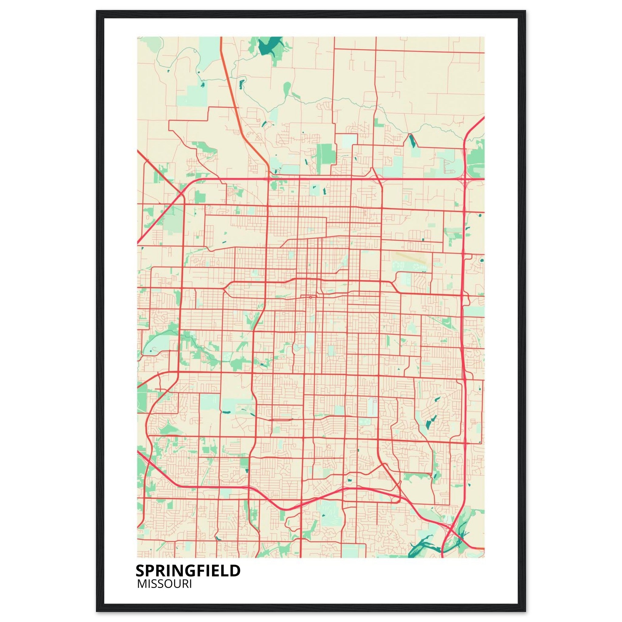 Springfield Missouri City Map Poster | Custom Map Art Print - Ink And Atlas