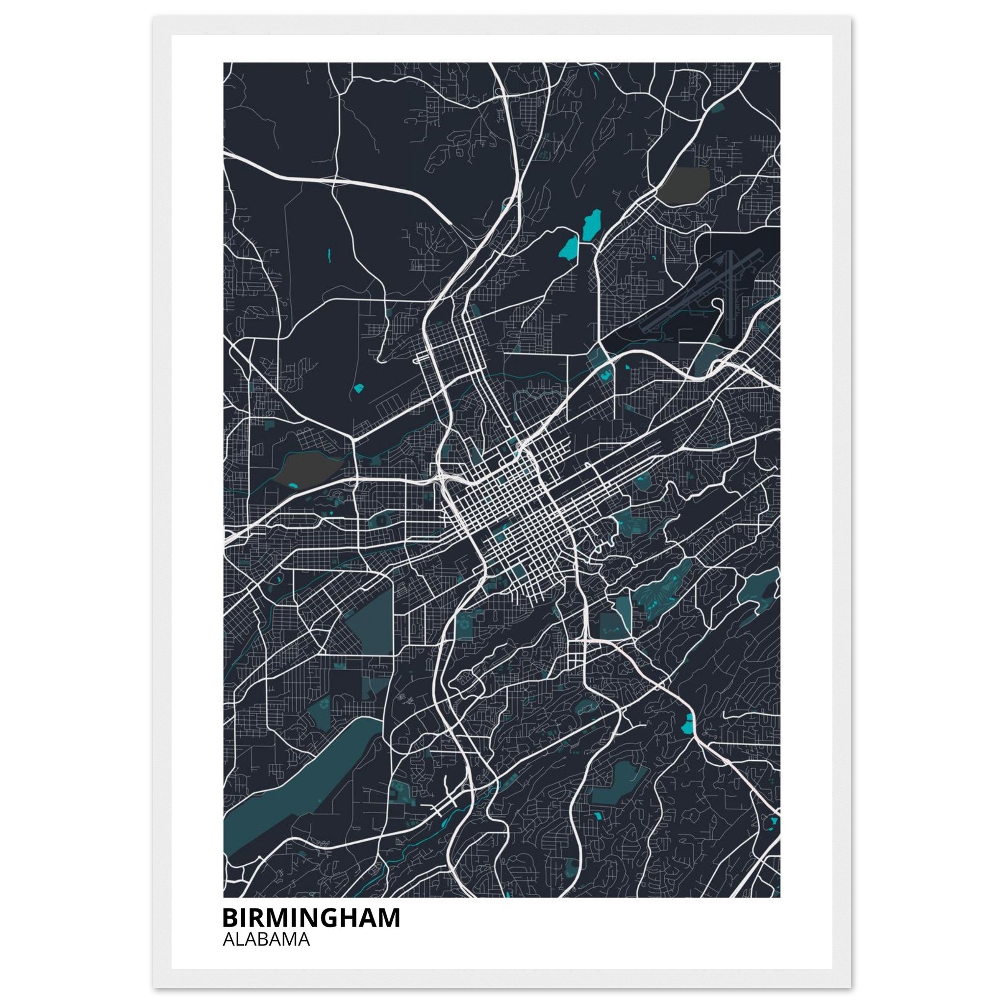 birmingham map poster print