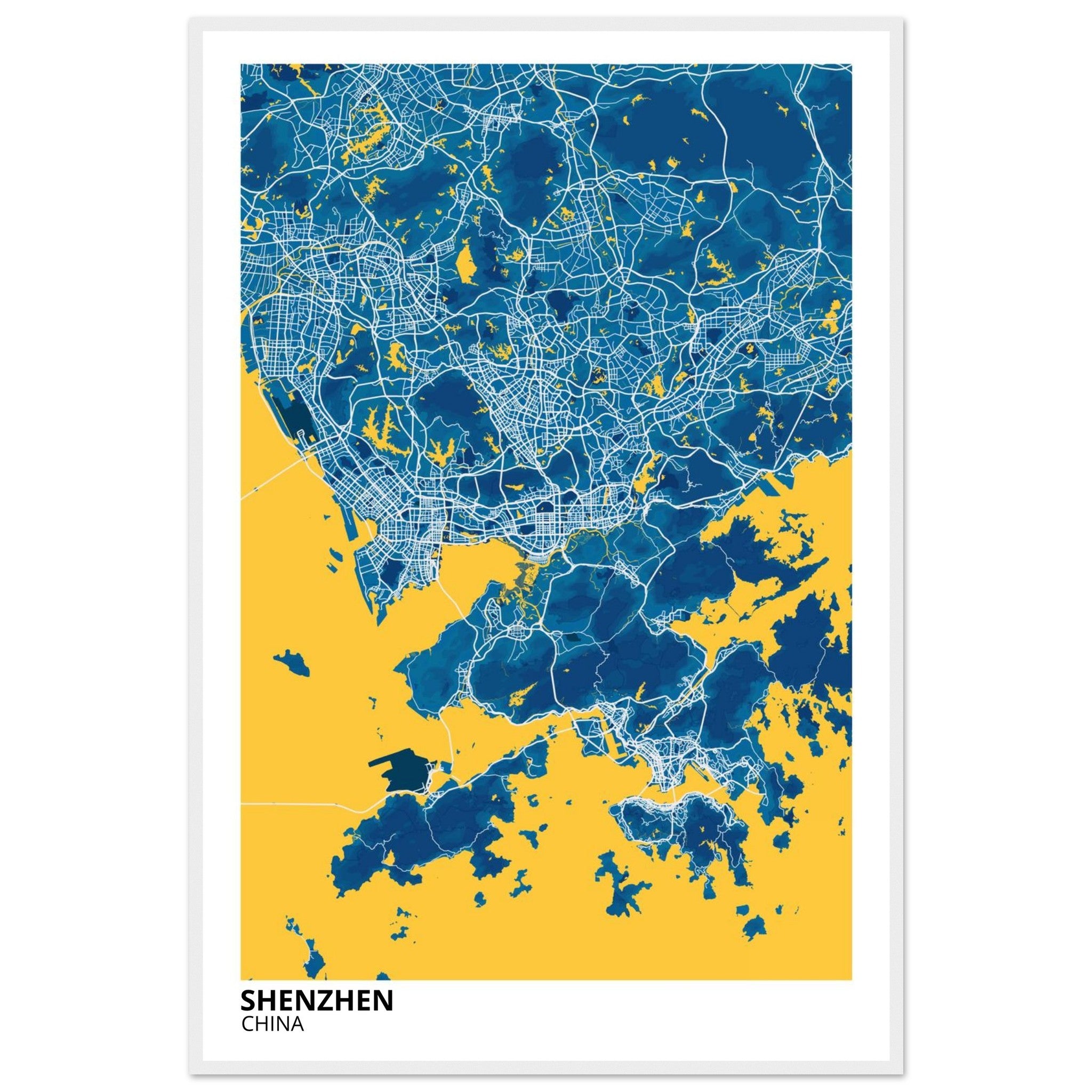 shenzhen china map poster print