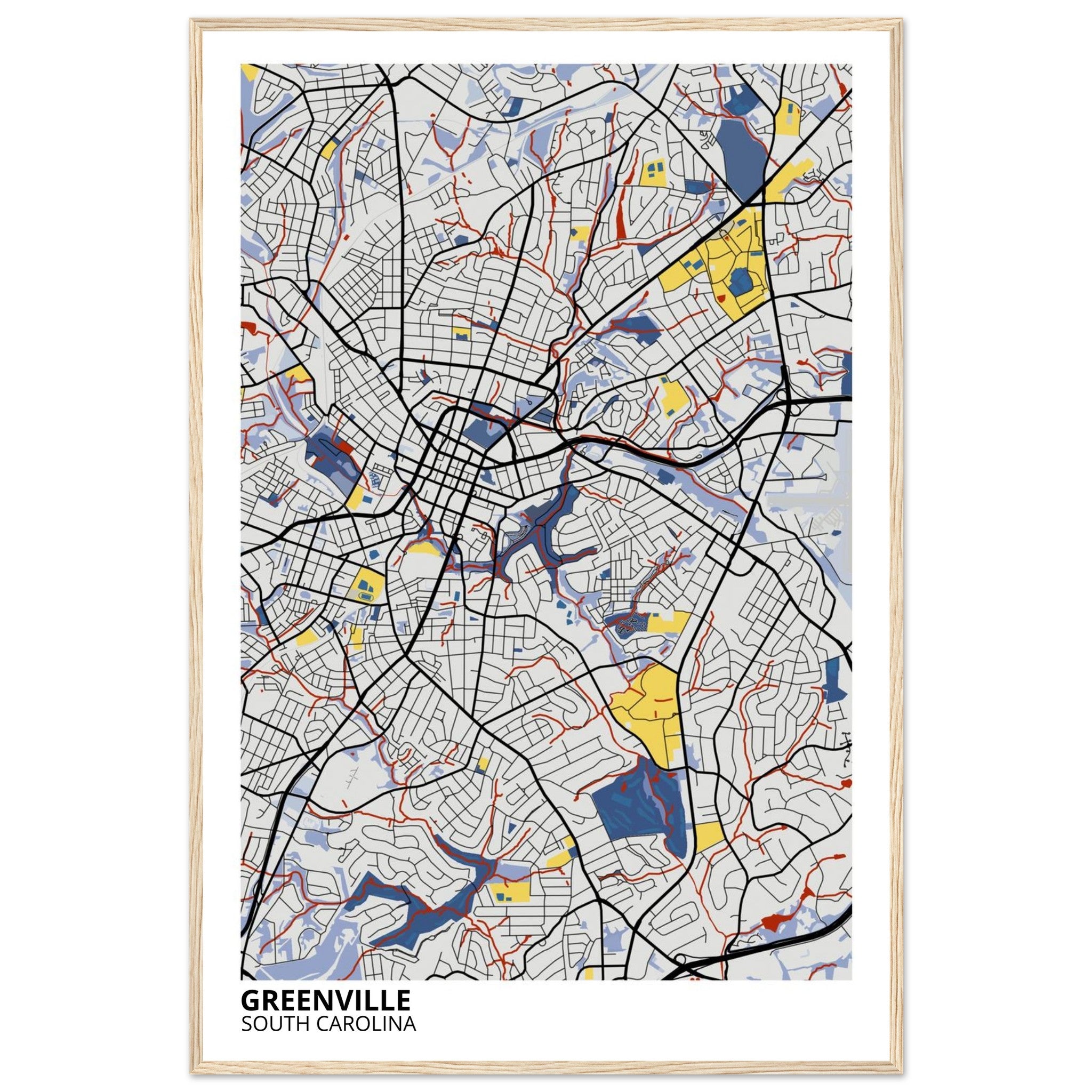 Greenville South Carolina City Map Poster | Custom Map Art Print - Ink And Atlas