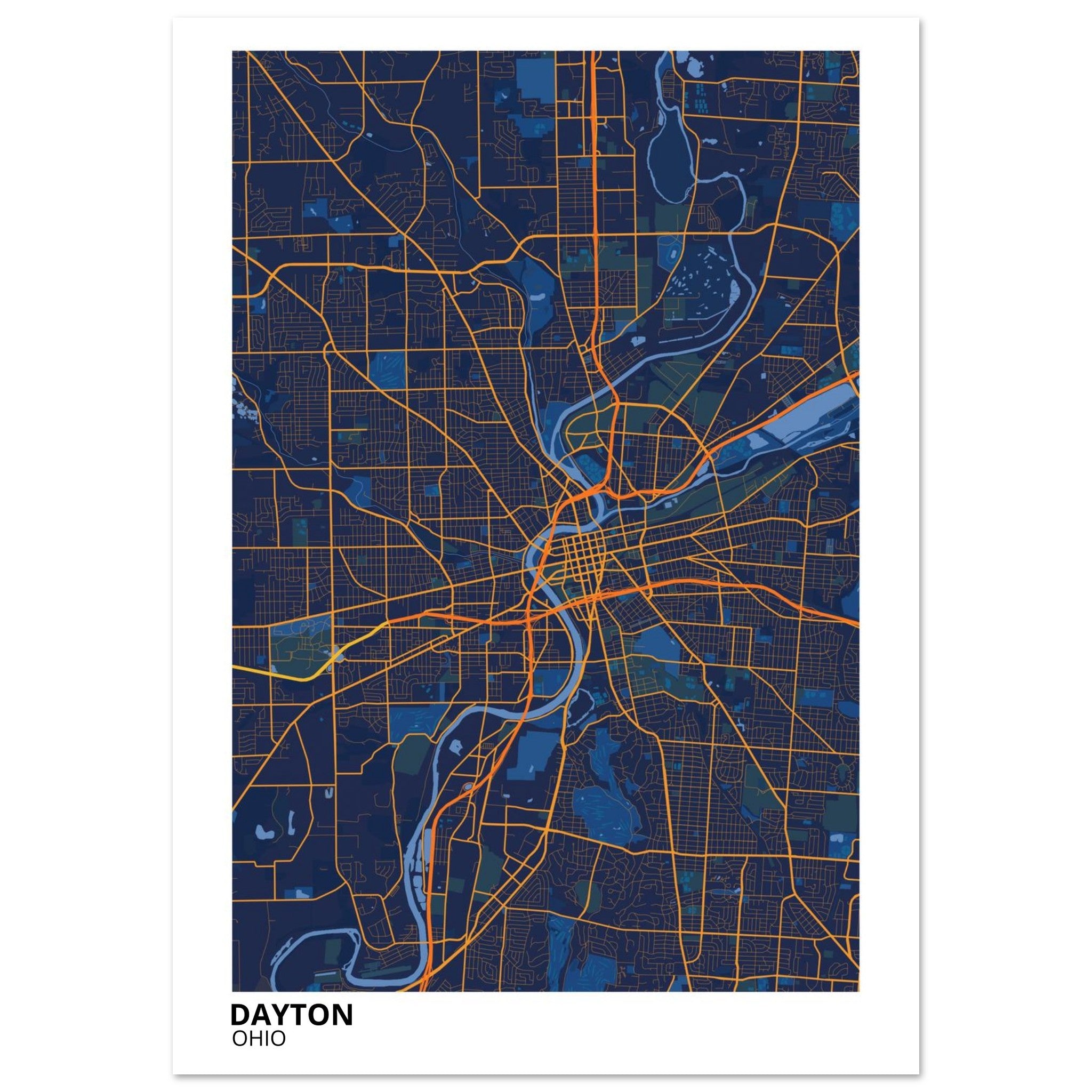 dayton map poster print