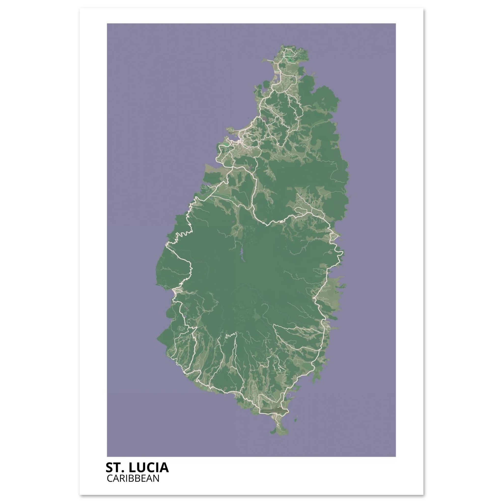 St. Lucia Caribbean City Map Poster | Custom Map Art Print - Ink And Atlas