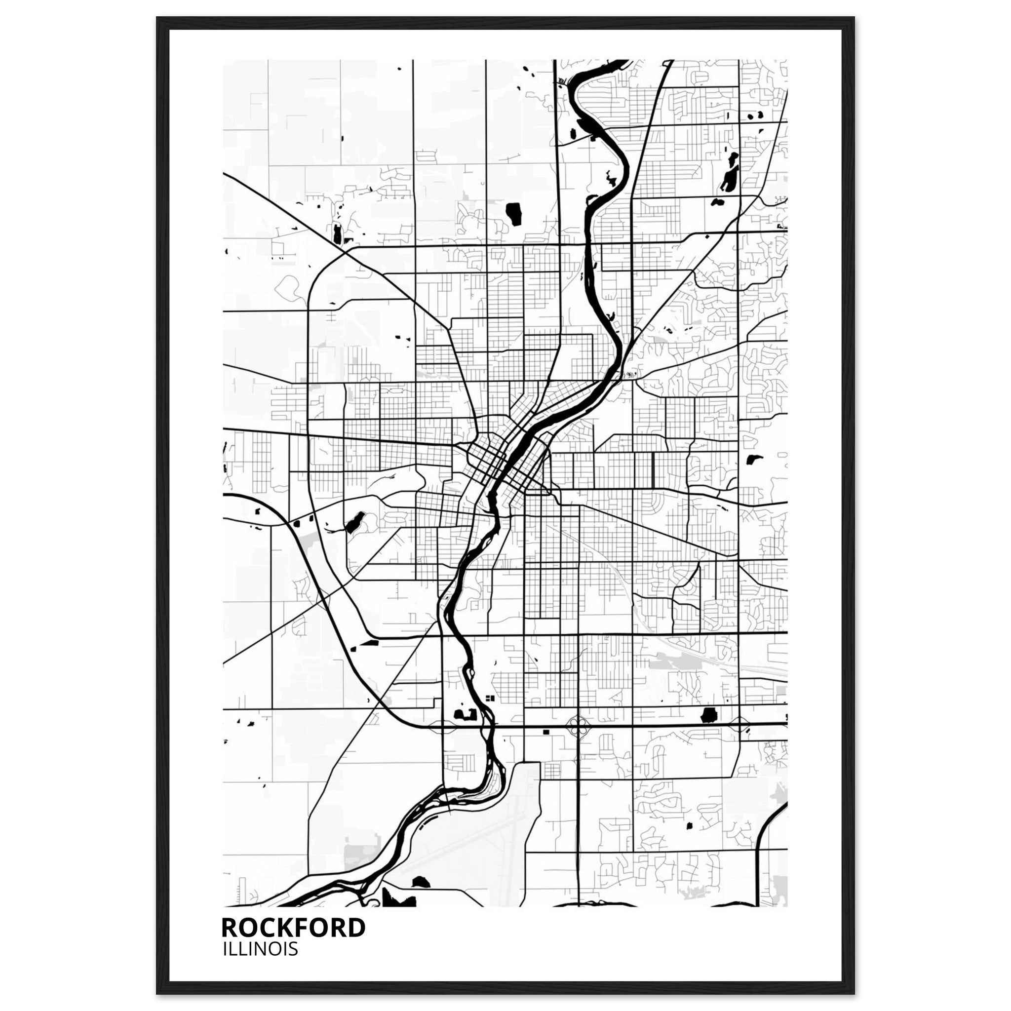 Rockford Illinois City Map Poster | Custom Map Art Print - Ink And Atlas