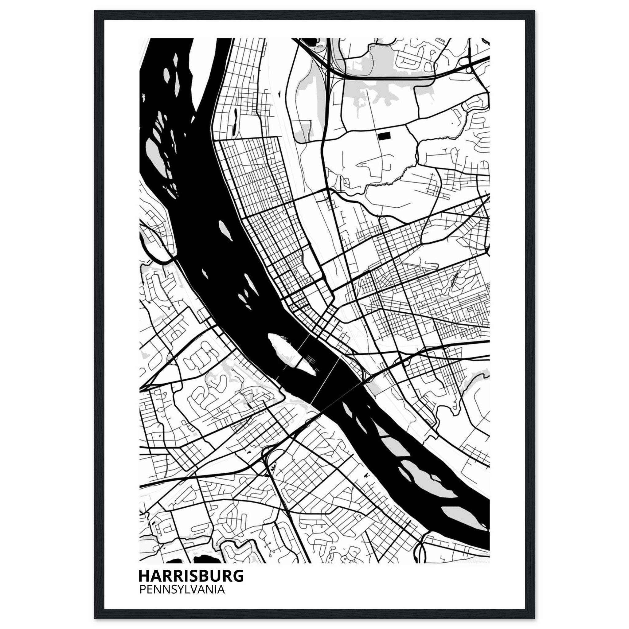 harrisburg map poster print